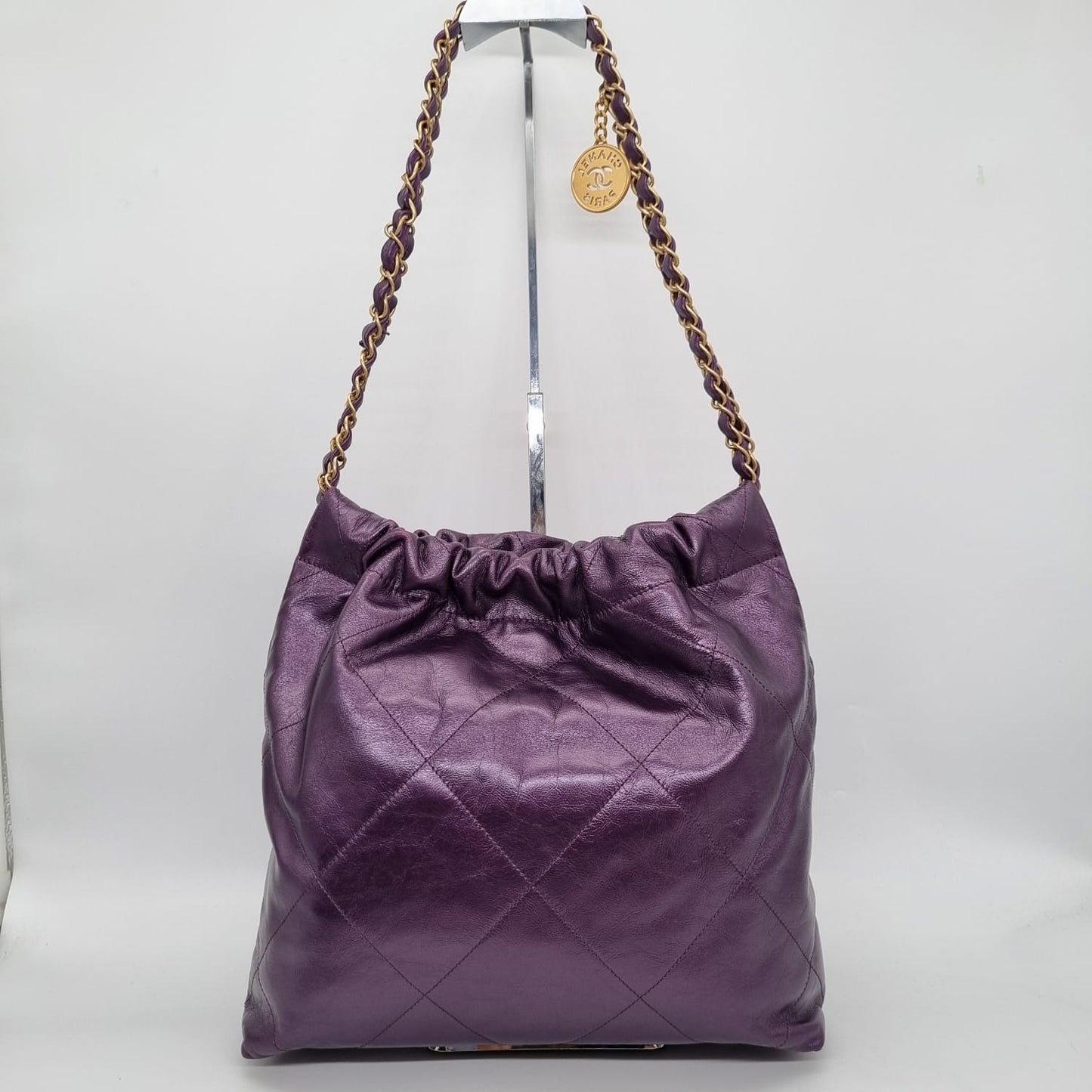 Chanel C22 Small Dark Purple GHW CHIP Size 29x7x32