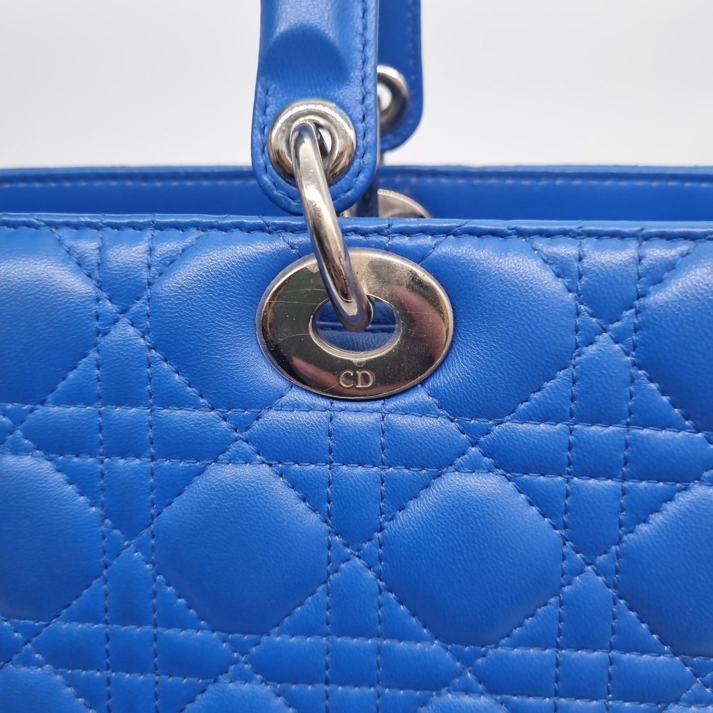Dior Lady Dior Large Blue SHW 2013 Size 33x11x25