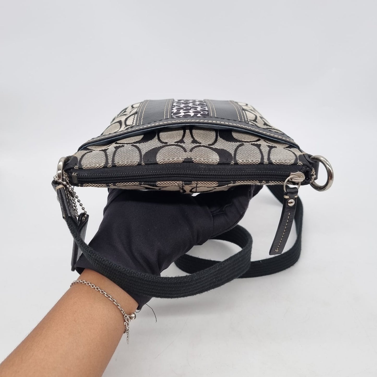 Coach Signature Crossbody Bag Black Size 19x22