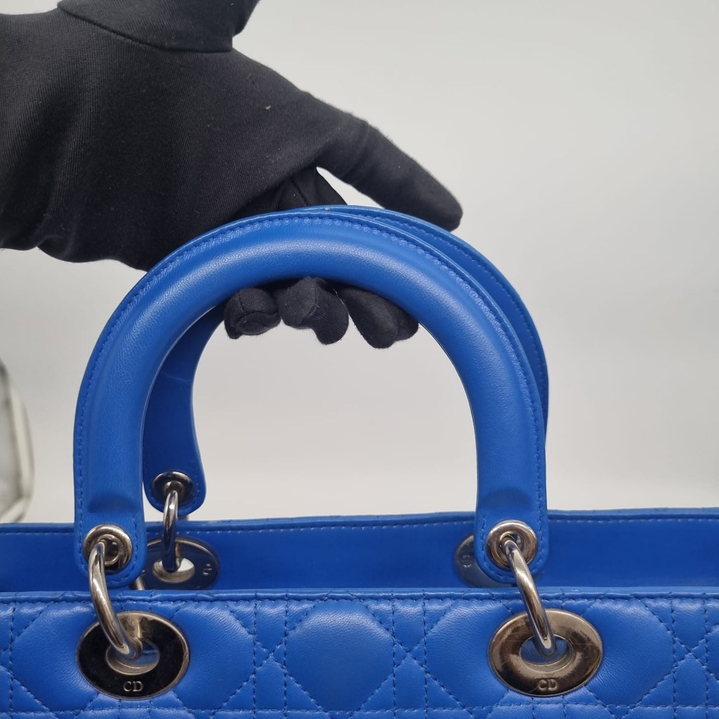 Dior Lady Dior Large Blue SHW 2013 Size 33x11x25