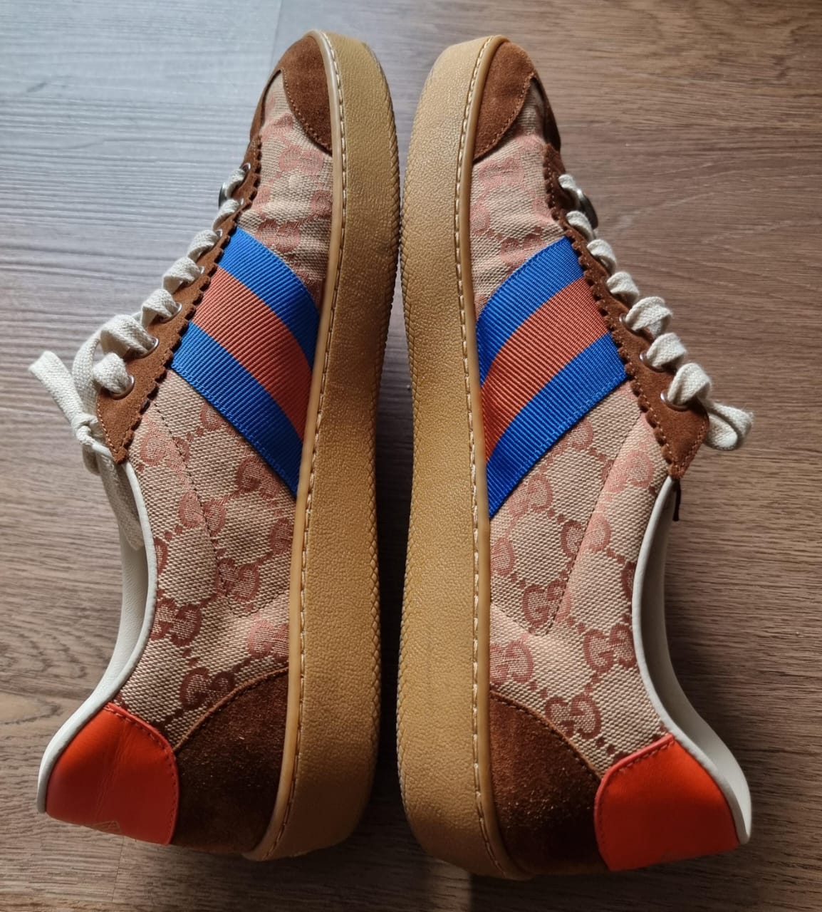 Gucci GG Web Sneakers Suede Brown Multi Size 9/28,5 cm