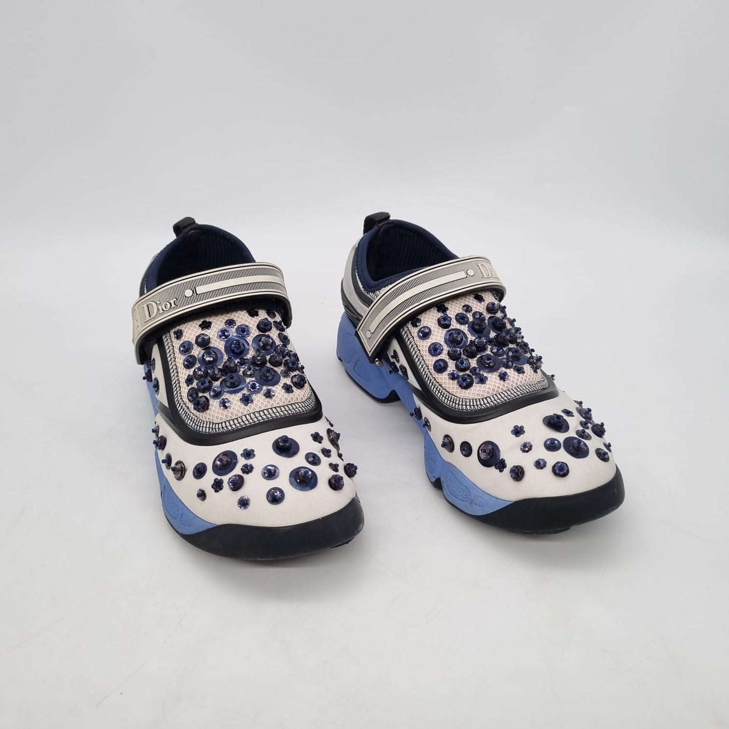 Dior Fusion Sneakers White Blue Sequin Size 37/24