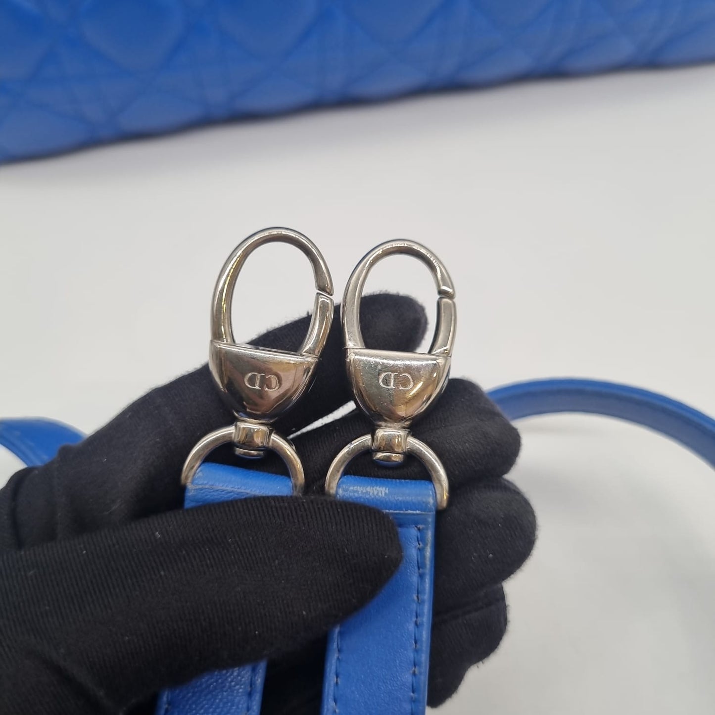 Dior Lady Dior Large Blue SHW 2013 Size 33x11x25