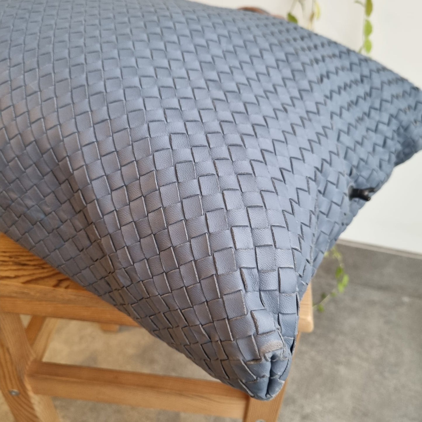 Bottega Veneta Intercciato Convrtible Satchel Grey Size 52x42