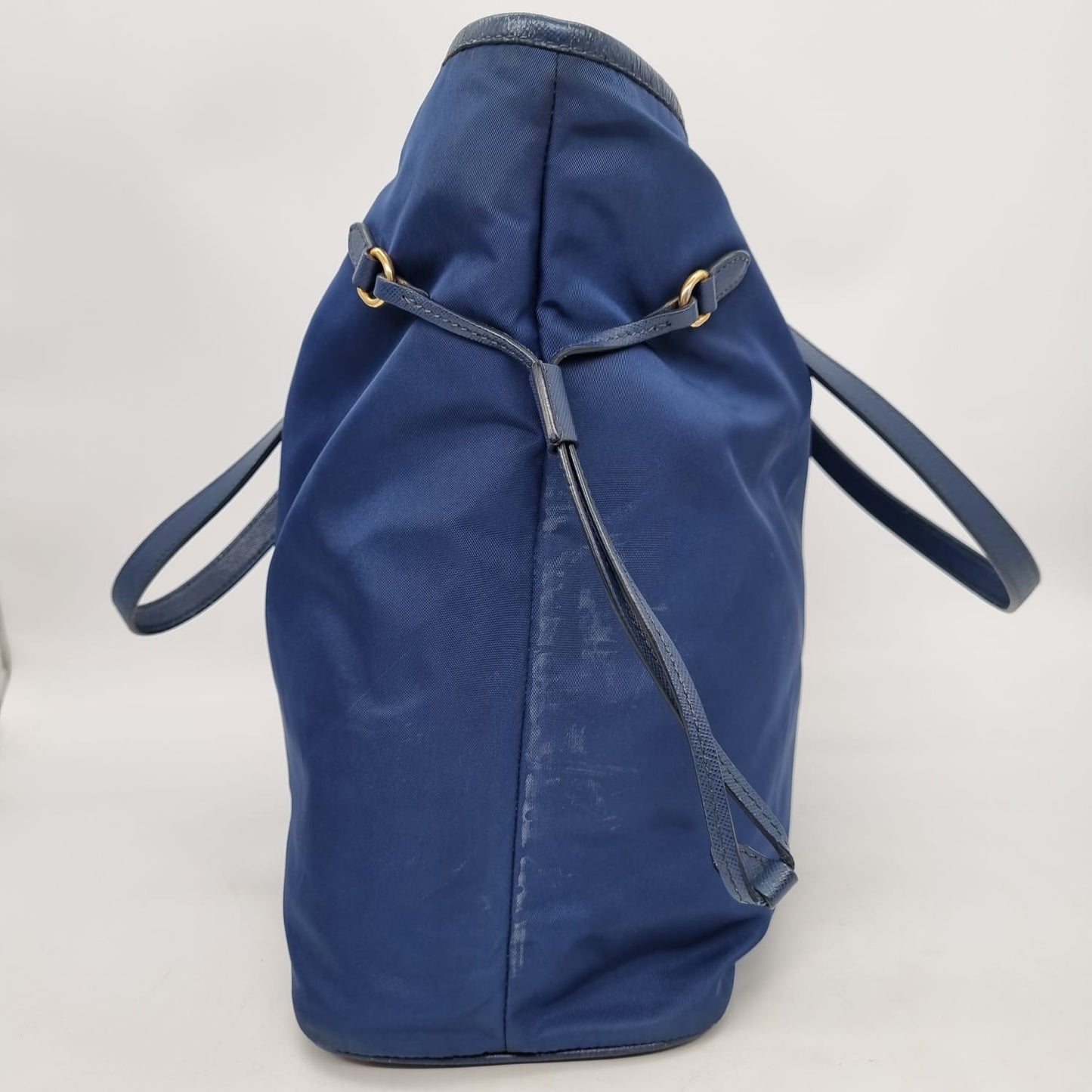 Prada Tote Nylon Navy Blue GHW Size 35x13x30