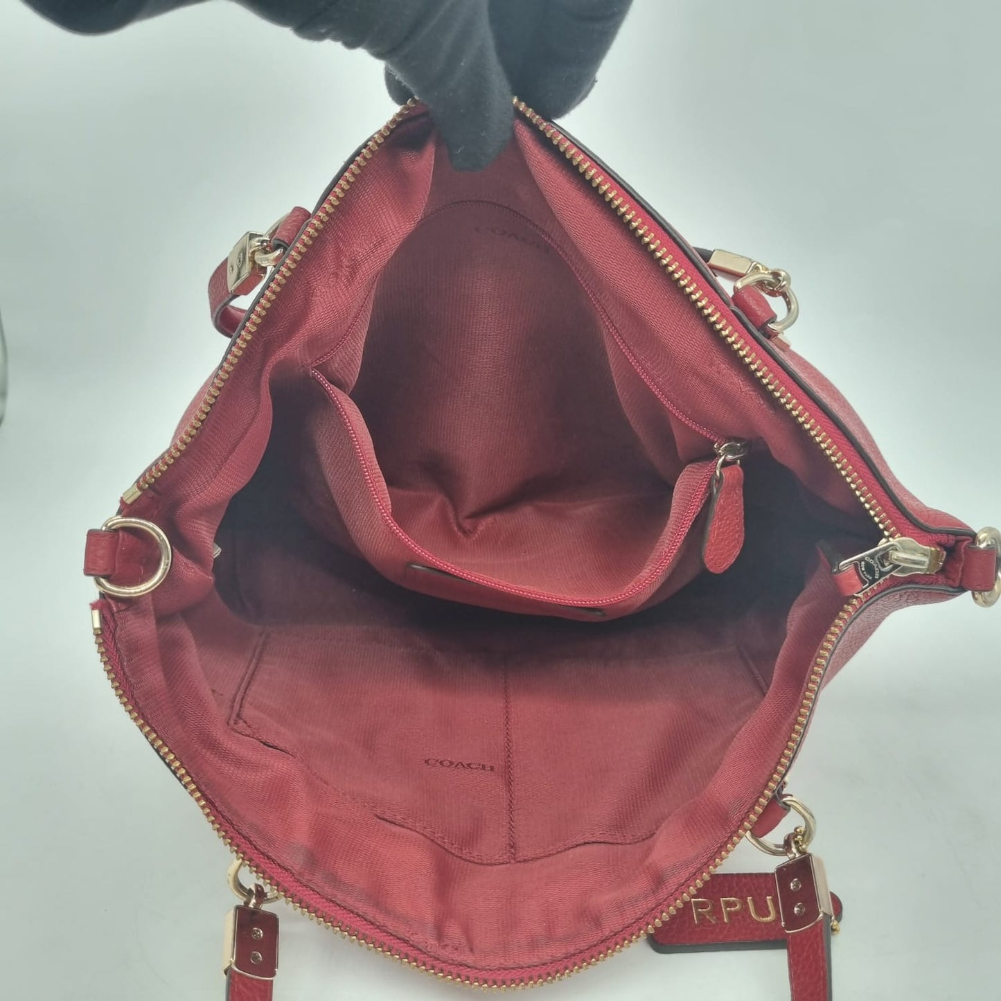 Coach Kelsey Pebble Leather Red 2in1 Size 27x8x20