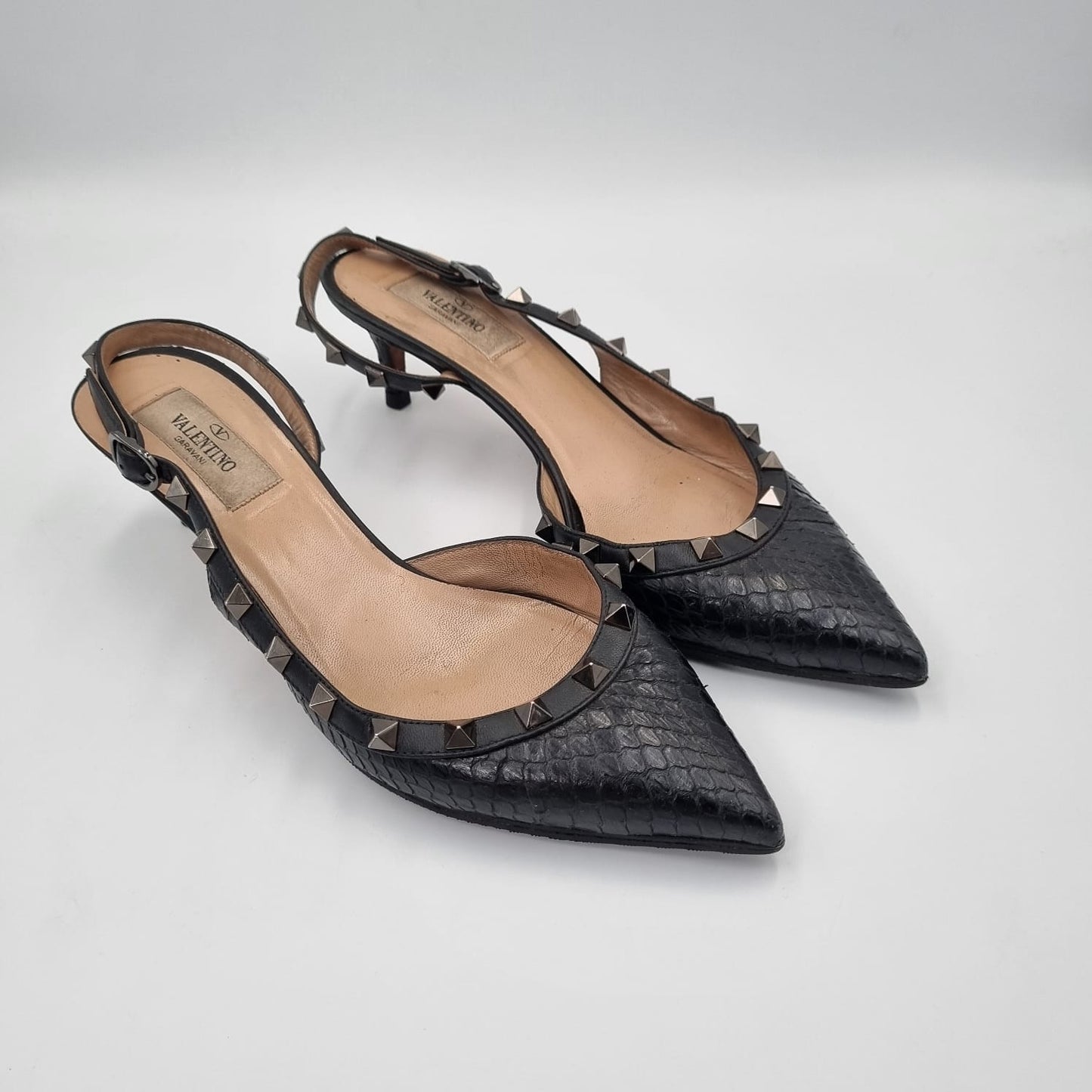 Valentino Rockstud Slingback Black Size 37,5/24 Dari Ujung
