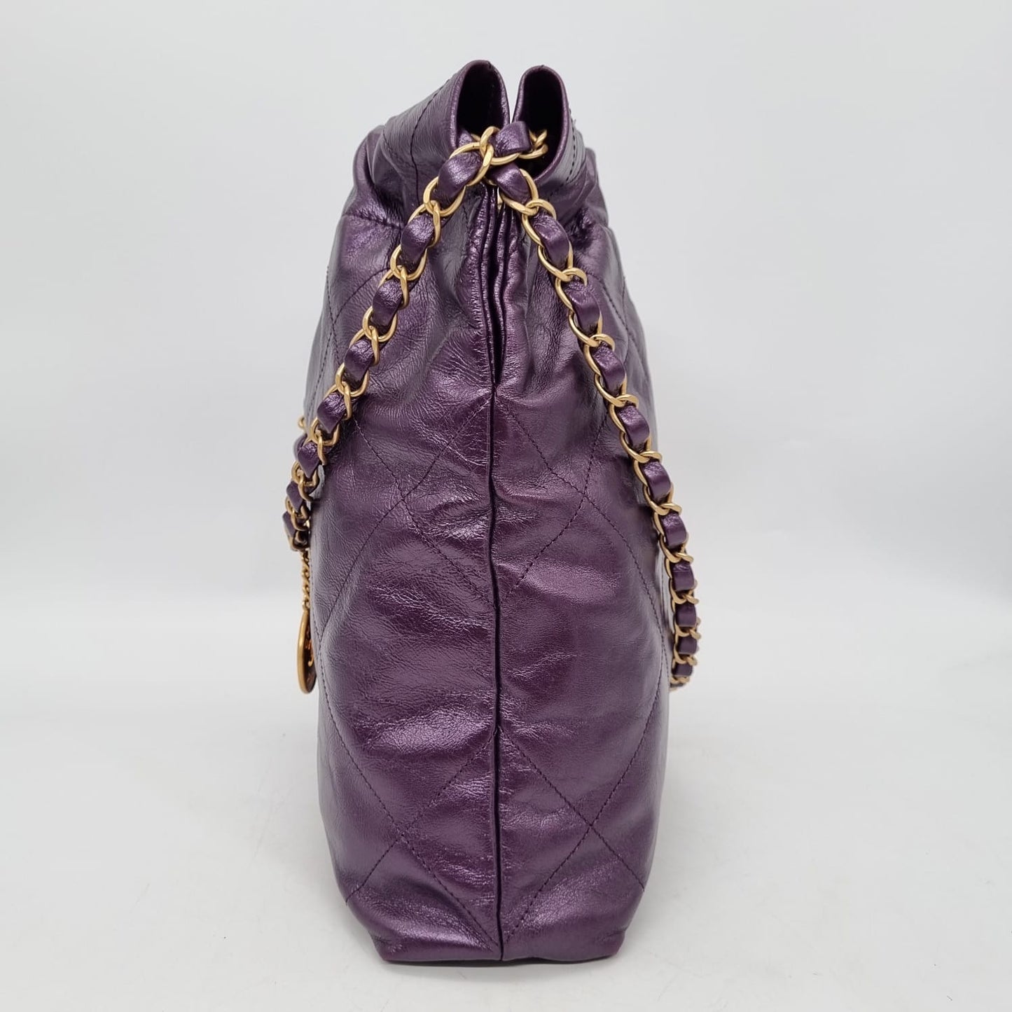 Chanel C22 Small Dark Purple GHW CHIP Size 29x7x32