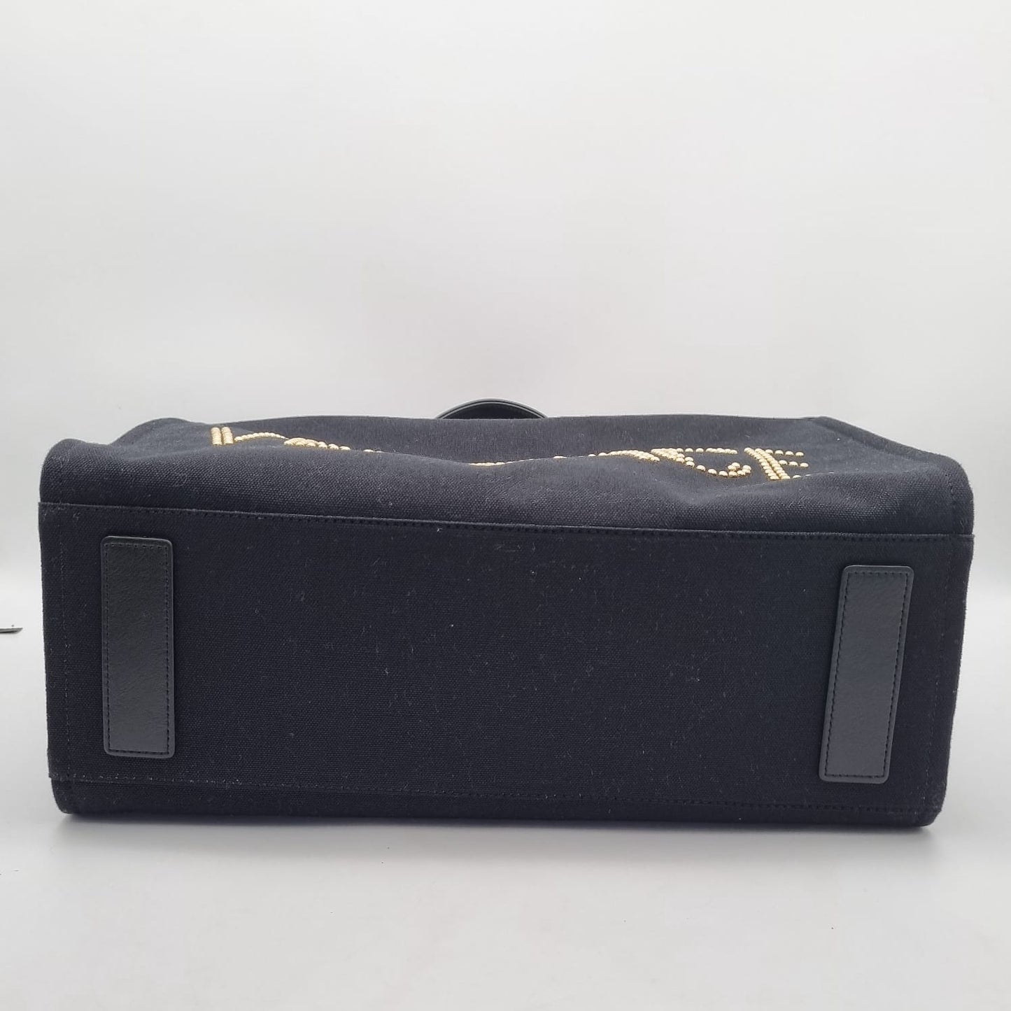 Versace Large Tote Bag With Logo Fabric Stud Black Size 39x16x28