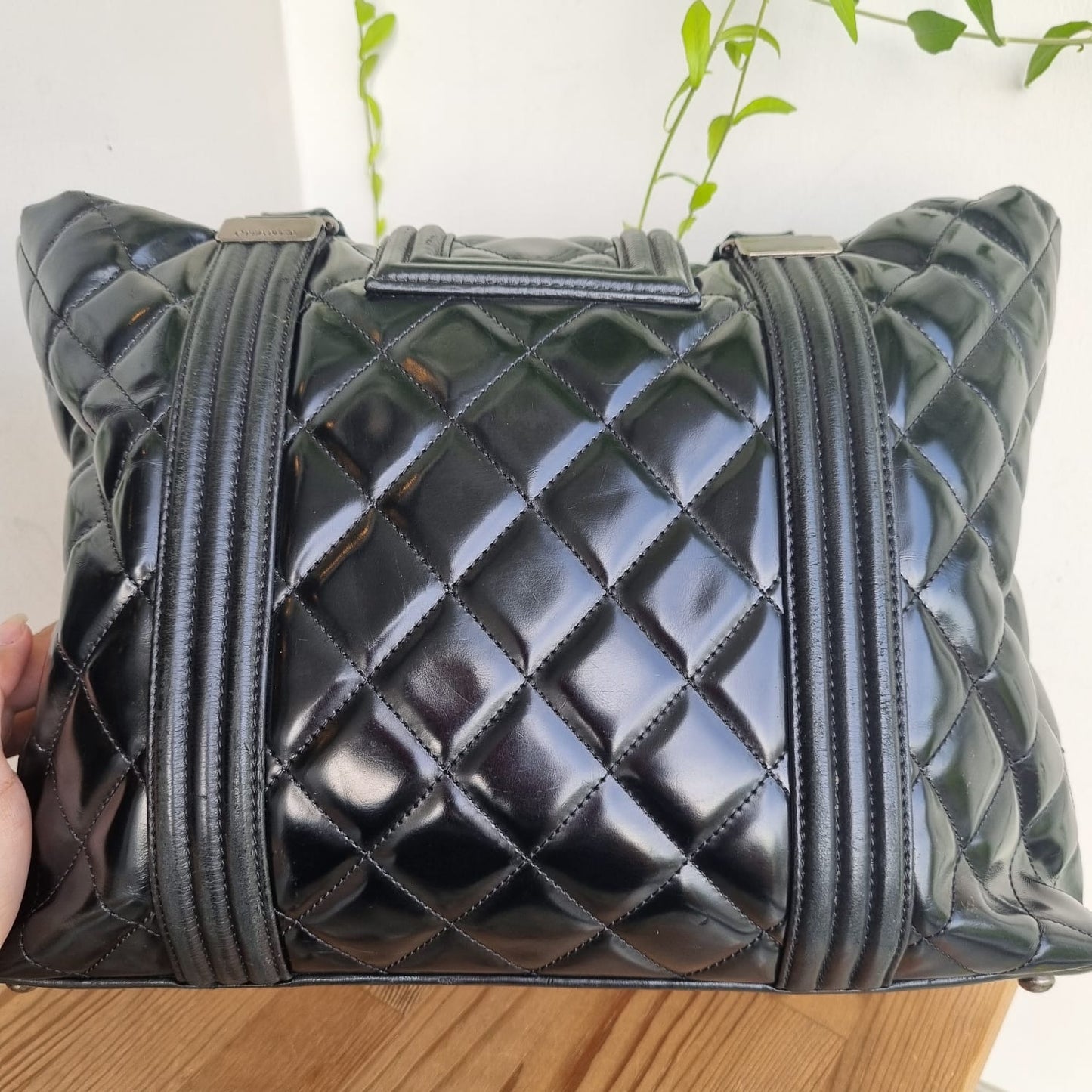 Chanel Boy Shopping Tote Patent Black #16 Size 33x12x25