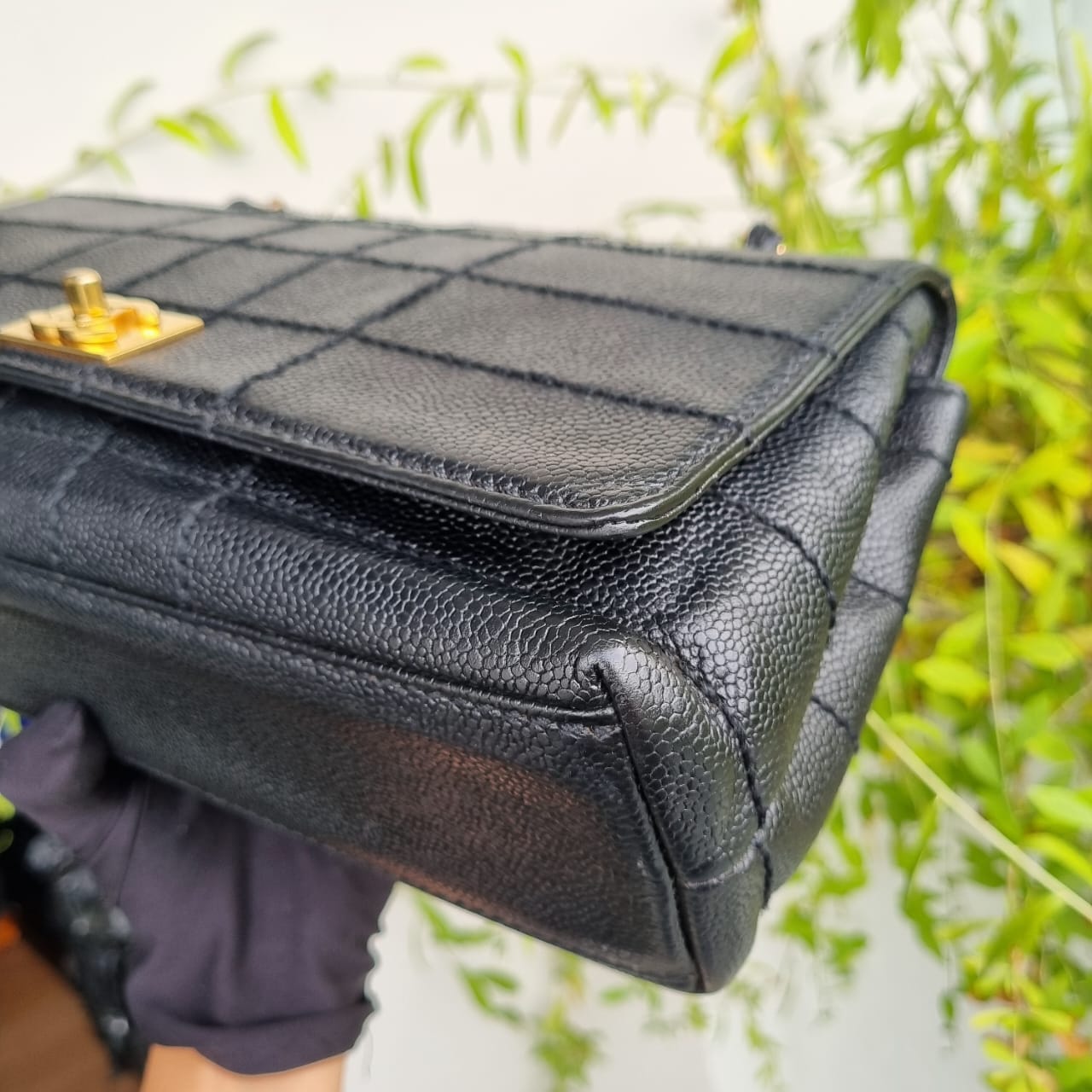 Chanel Vintage Flap Bag Black Caviar GHW (broken Holo) Size 29x9x16