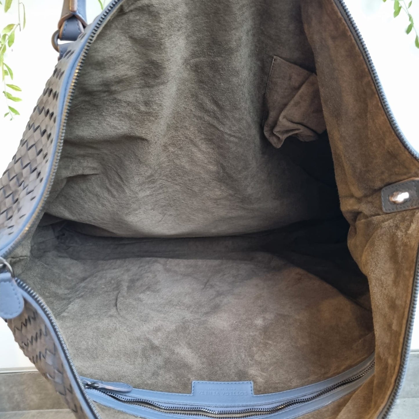 Bottega Veneta Intercciato Convrtible Satchel Grey Size 52x42