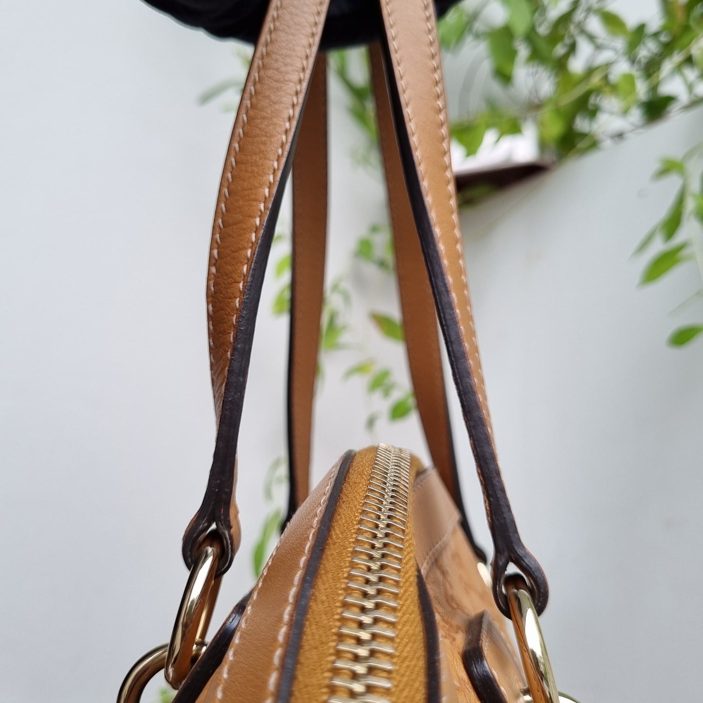 Gucci Guccissima GG Charm Convertible Dome Satchel Tan Size 38x19x34