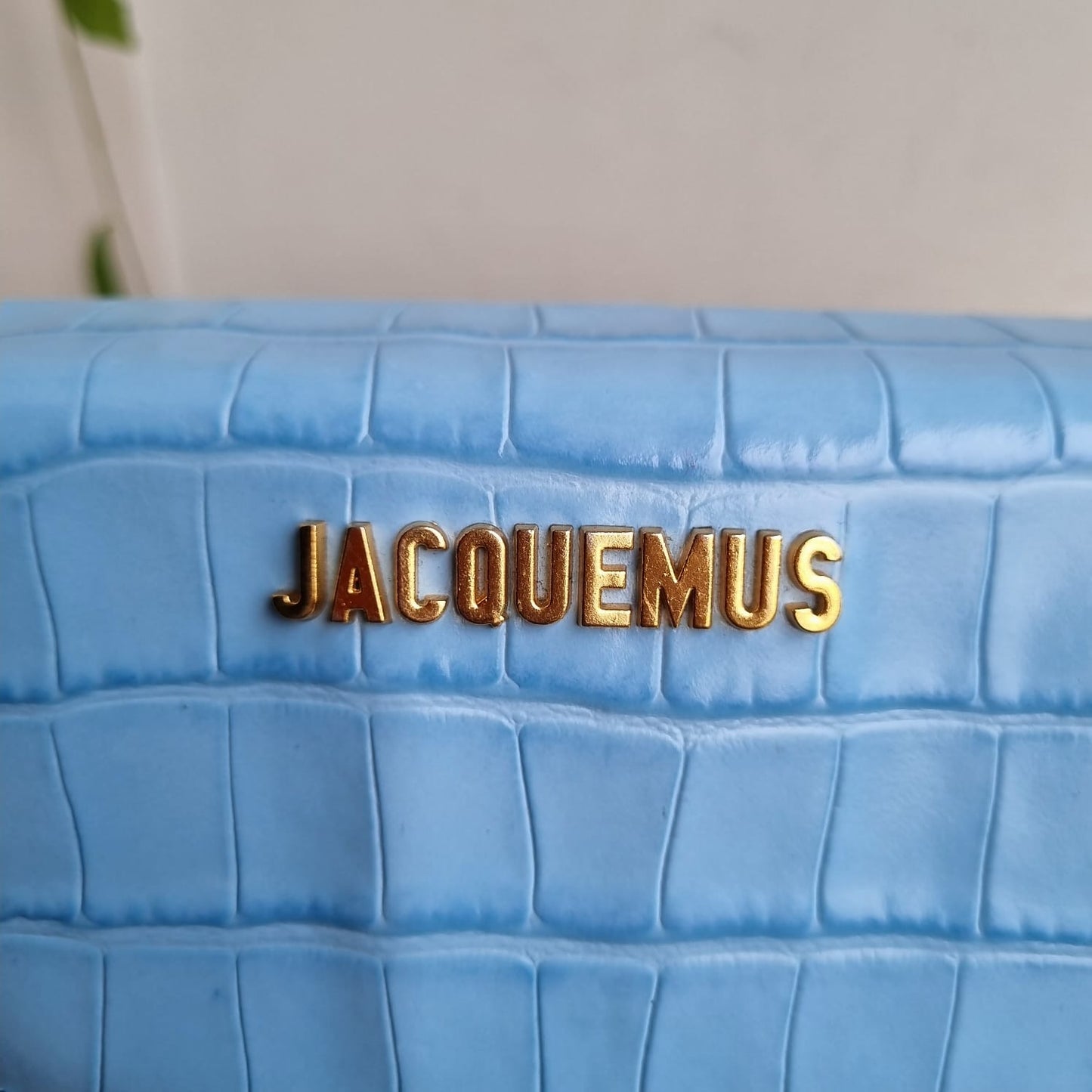 Jacquemus Le Sac Blue Rond Croco Embossed Size 24x7x13
