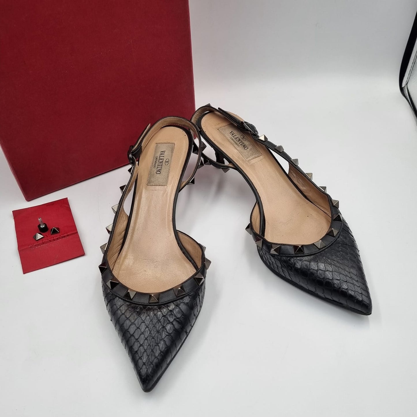 Valentino Rockstud Slingback Black Size 37,5/24 Dari Ujung