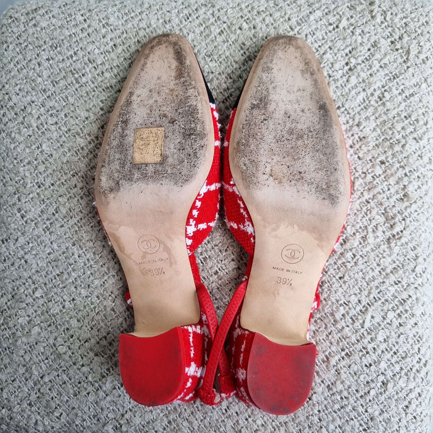 Chanel Pump Slingbag Tweed Red Size 39,5/26,5