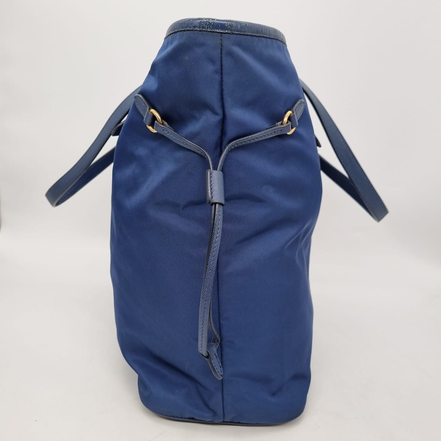 Prada Tote Nylon Navy Blue GHW Size 35x13x30