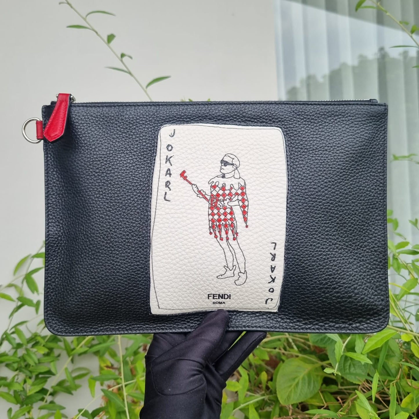 Fendi Jokarl Clutch Leaher Black 2019 Size 30x20