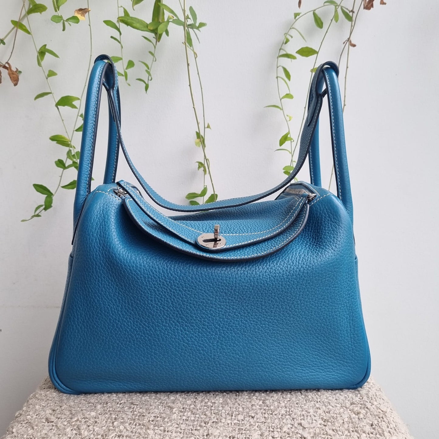 Hermes Lindy 30 Blue Jeans PHW #R Size 30x13x20