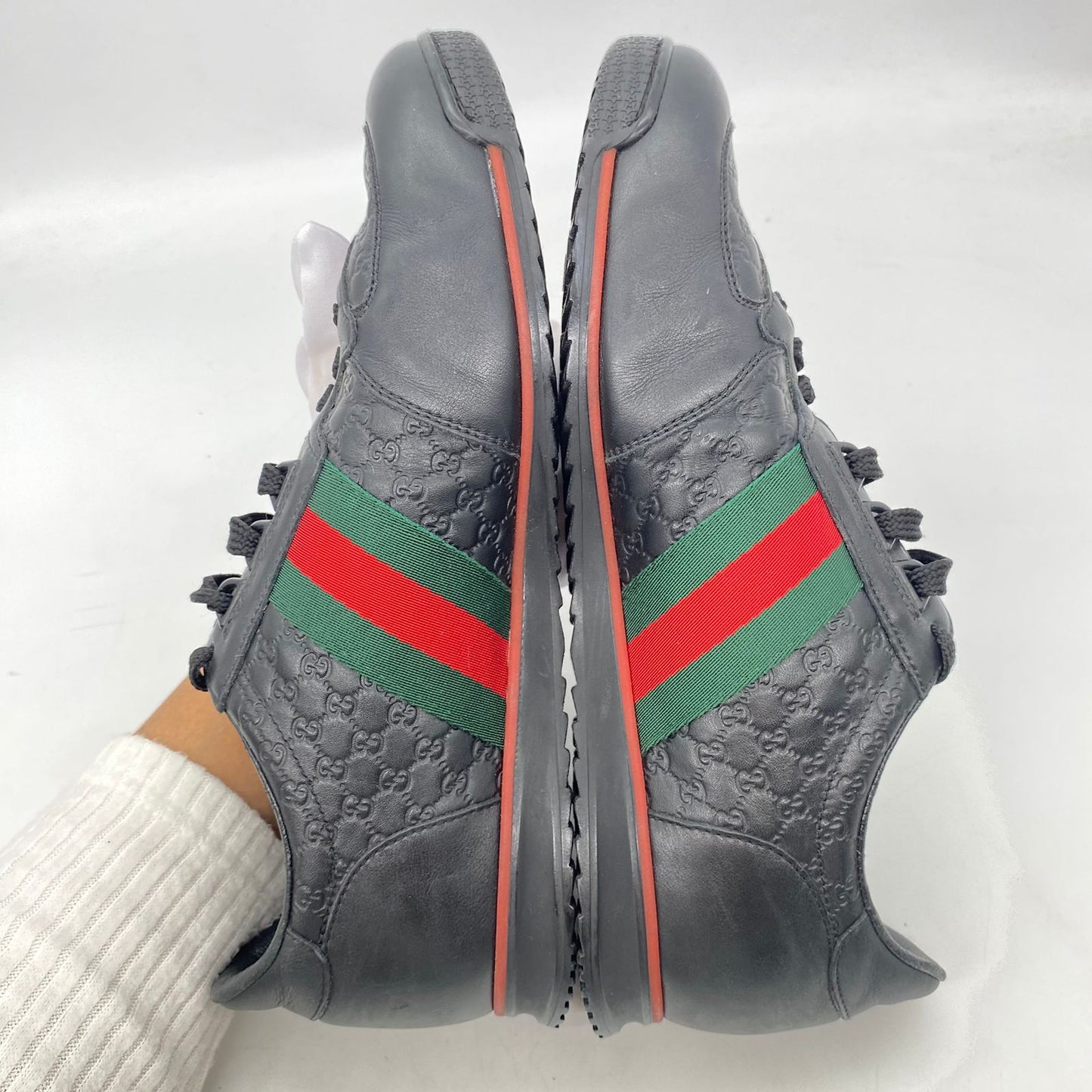 Gucci Lace Up Sneakers Web Black Size 7G/27