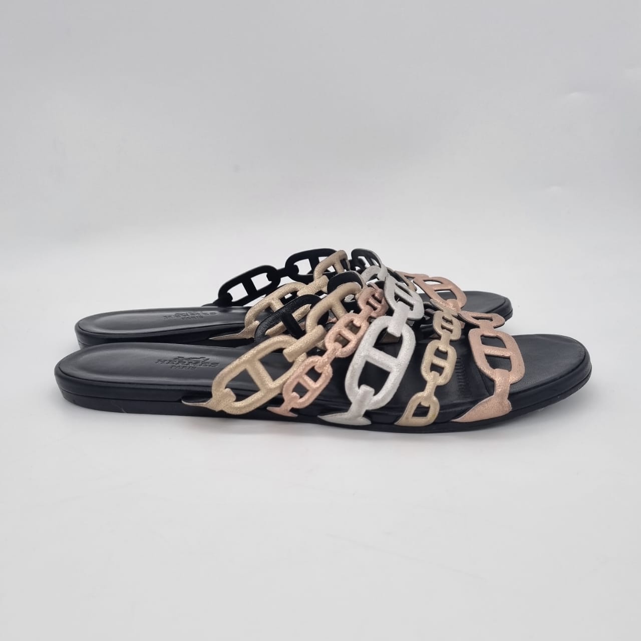 Hermes Sandal Thalassa Chevre Metallic Multicolor Size 37/24