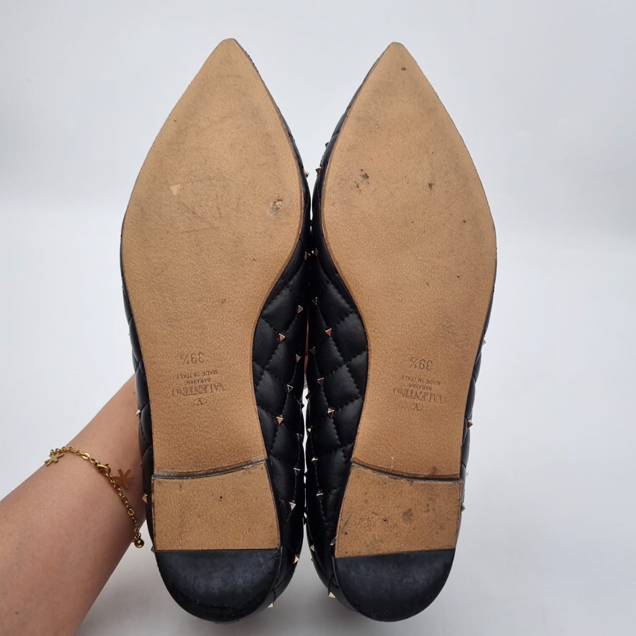 Valentino Ballerina Flats Black Stud Size 39,5/26
