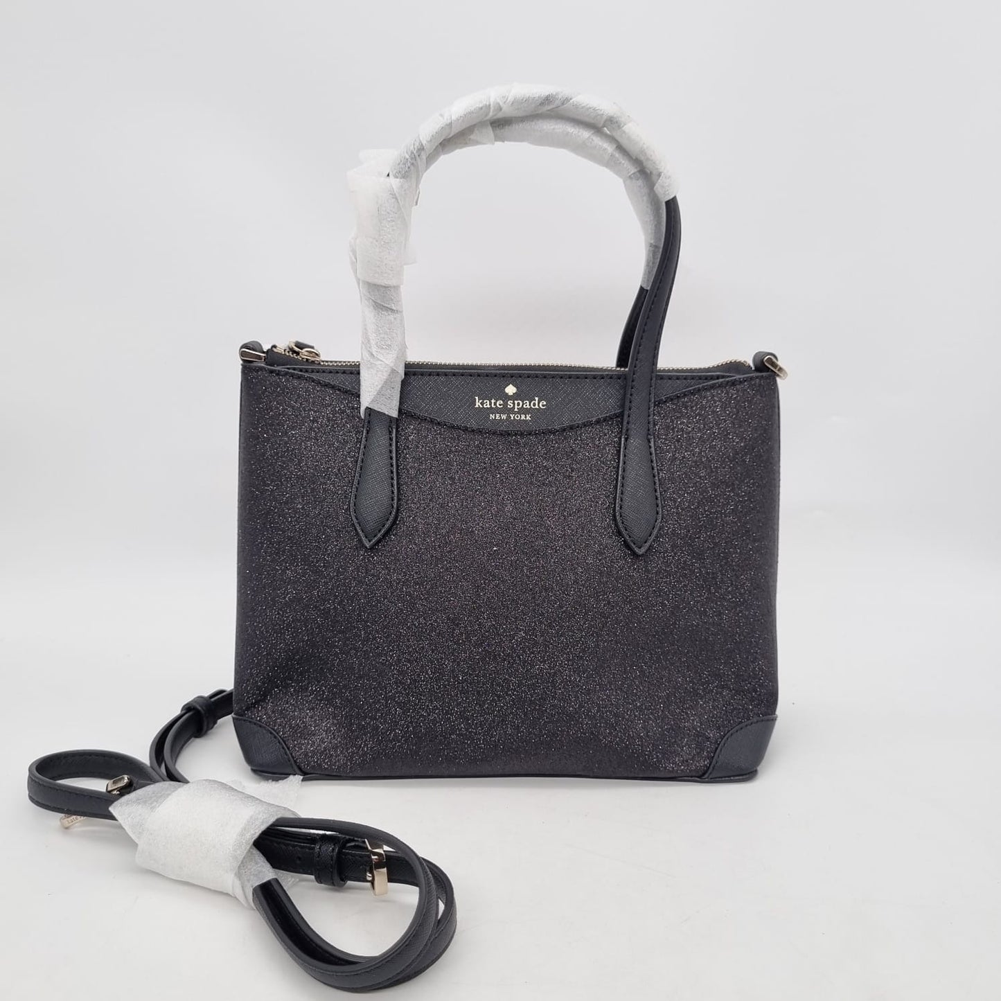 Kate Spade Satchel Glitter Fabric Shoulder Bag Black Size 24x1019