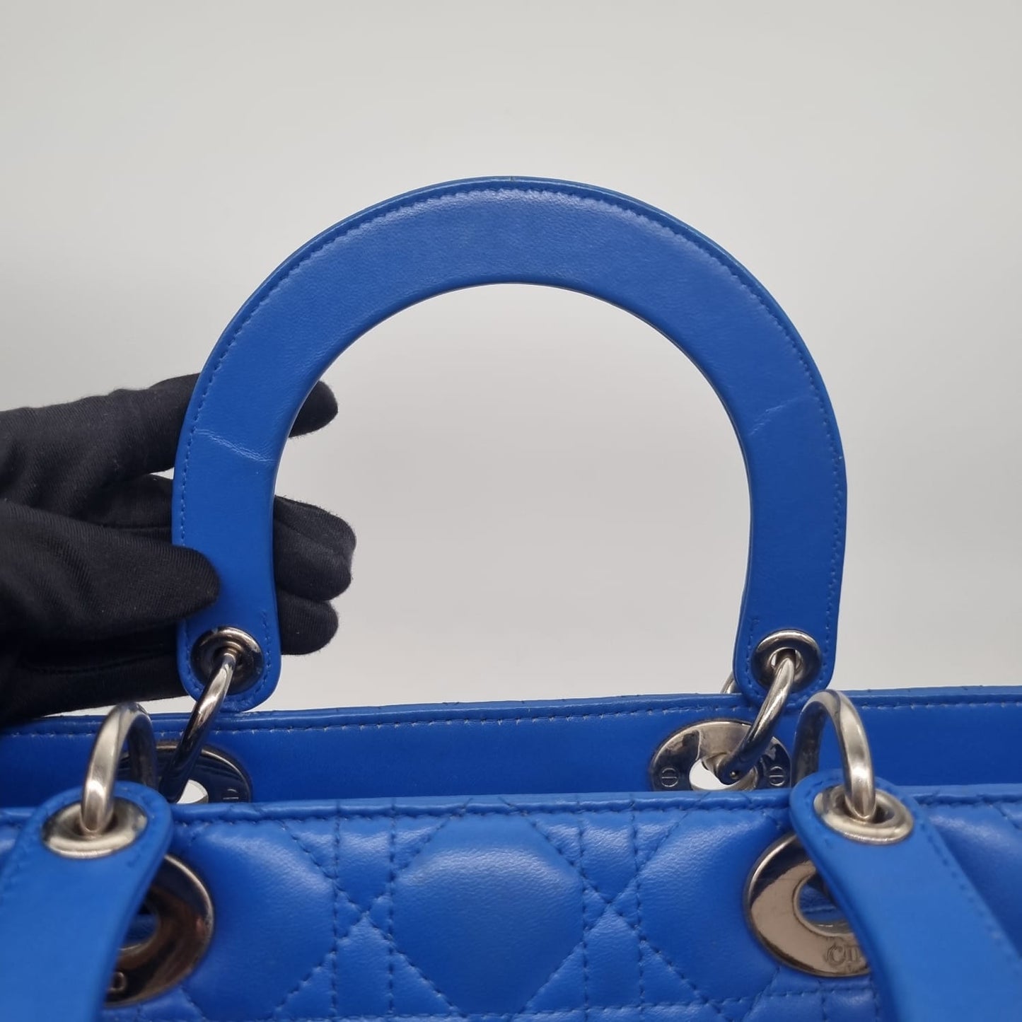 Dior Lady Dior Large Blue SHW 2013 Size 33x11x25