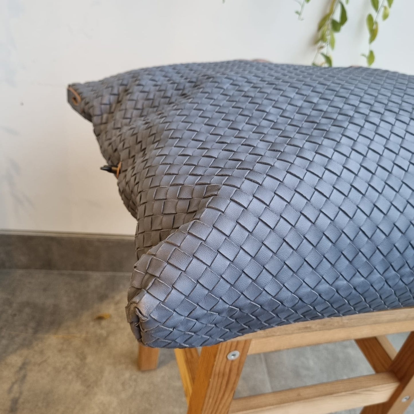 Bottega Veneta Intercciato Convrtible Satchel Grey Size 52x42