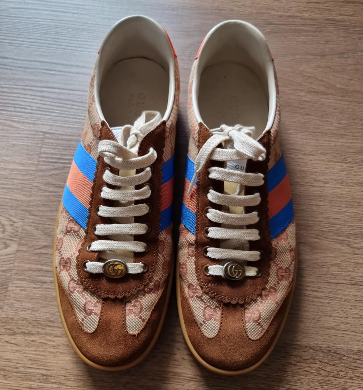 Gucci GG Web Sneakers Suede Brown Multi Size 9/28,5 cm