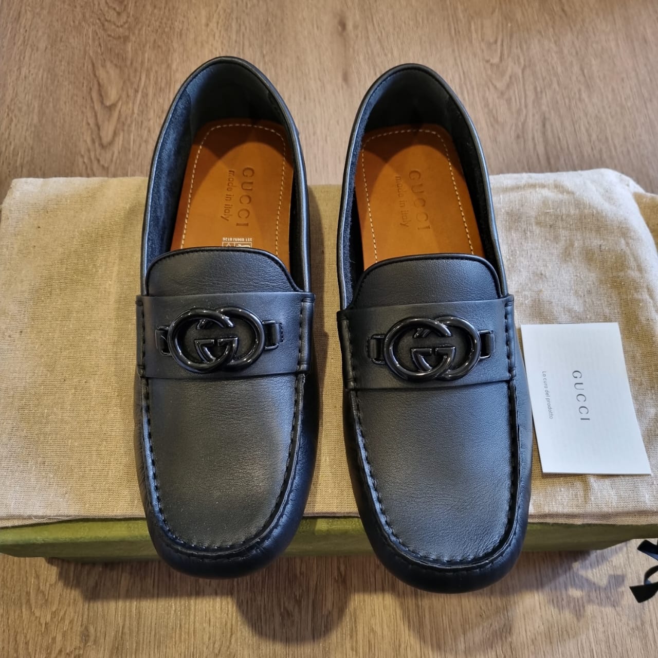 Gucci Clove Calf Soft Loafers Black Size 8/27,5 NEW