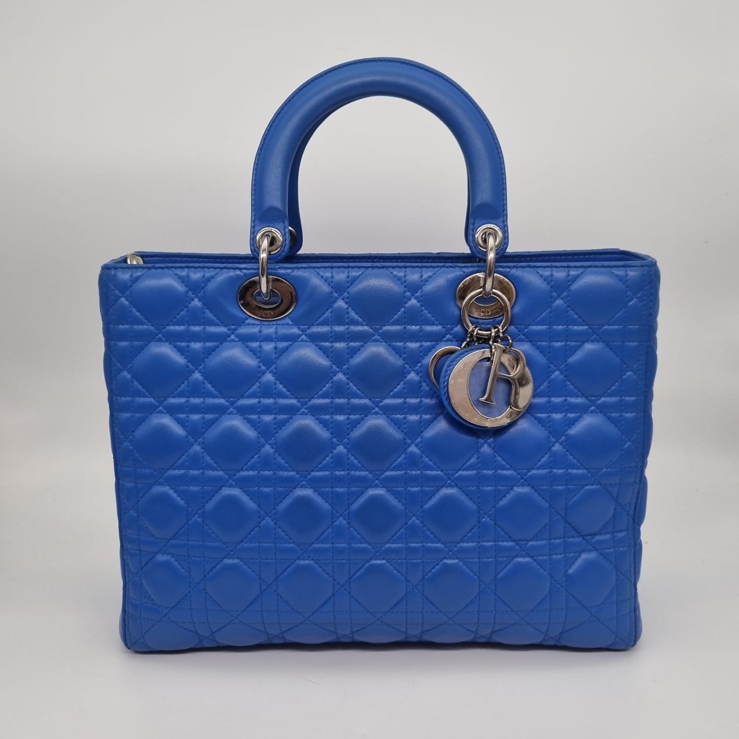 Dior Lady Dior Large Blue SHW 2013 Size 33x11x25
