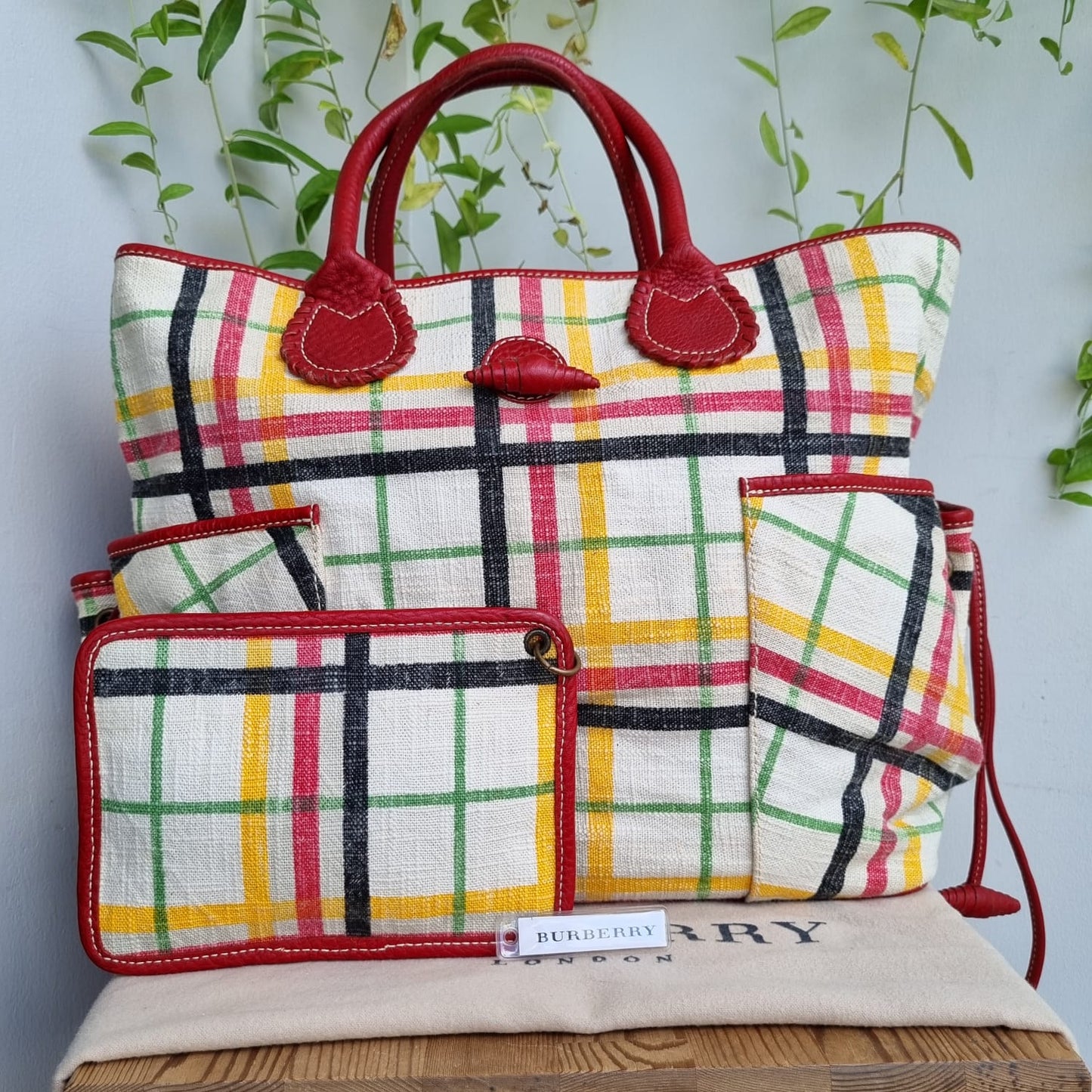 Burberry Canvas Nova Check Large Tote Multicolor Size 34x20x30