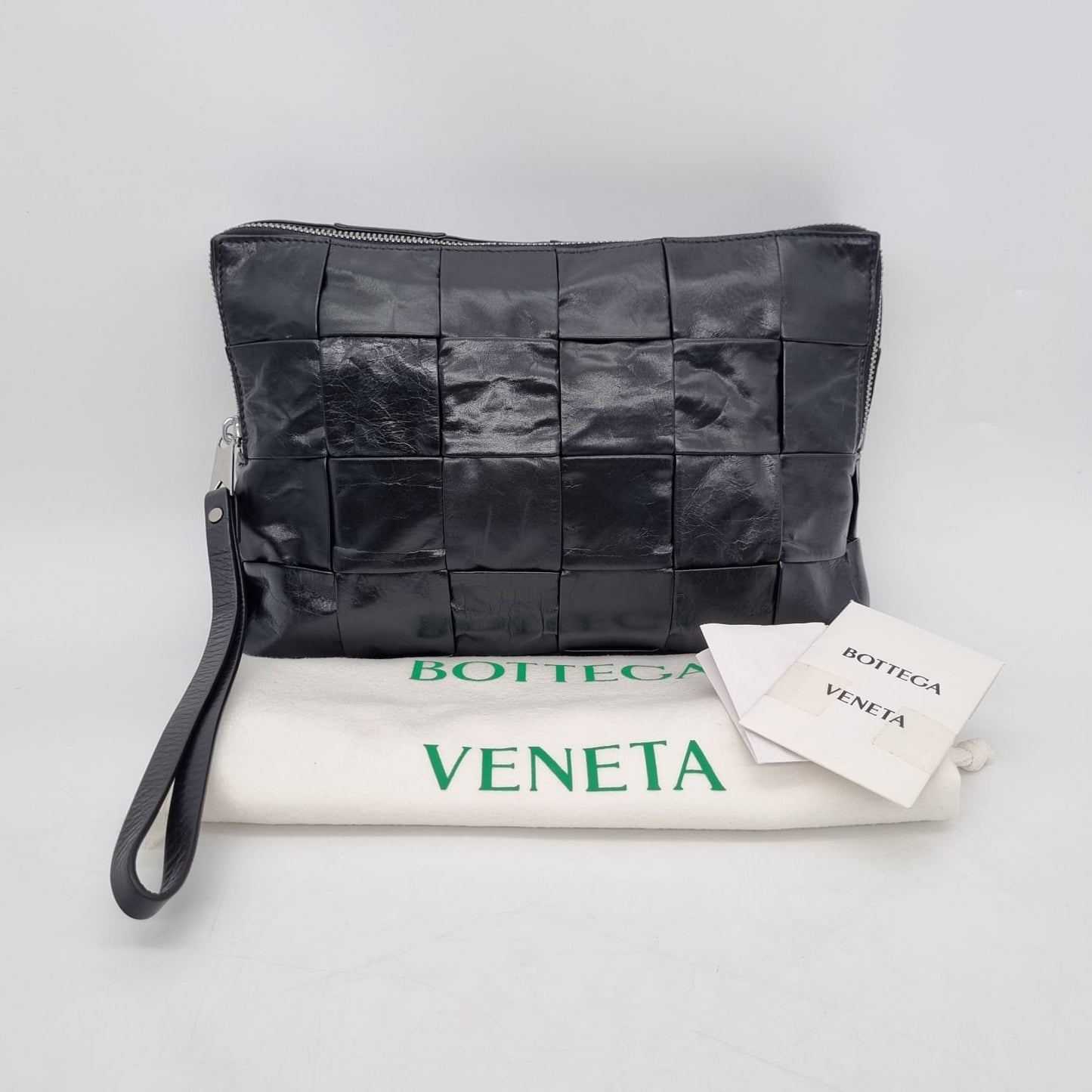 Bottega Veneta Intrecciato Travel Organizer Clutch Black Size 27x18