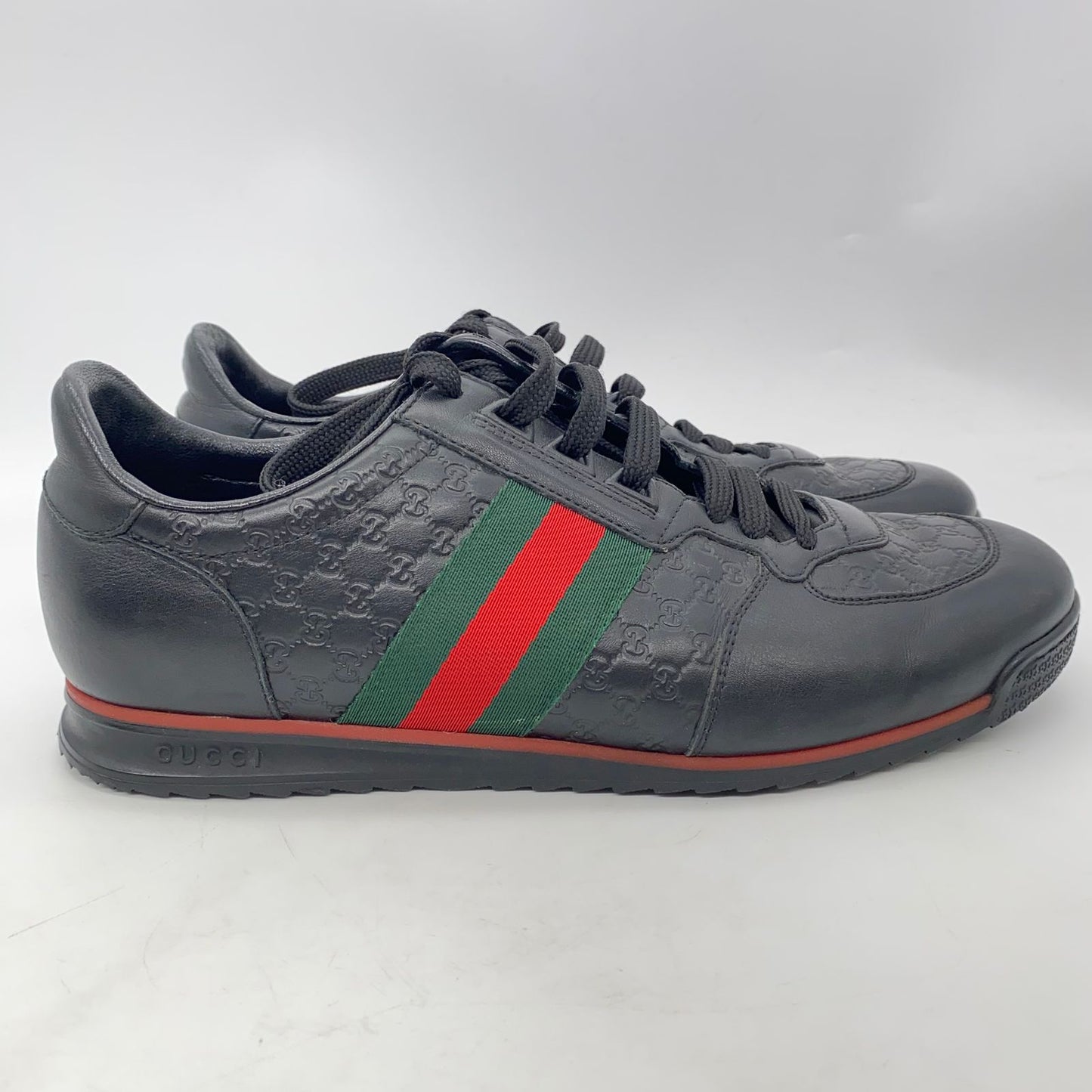 Gucci Lace Up Sneakers Web Black Size 7G/27