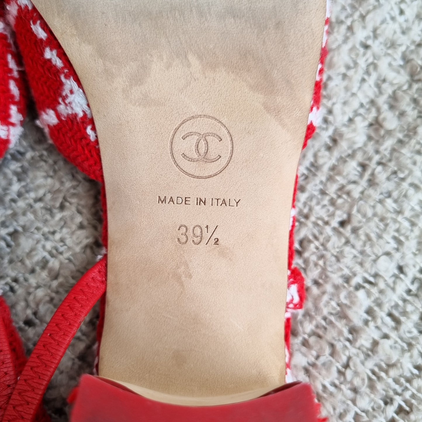 Chanel Pump Slingbag Tweed Red Size 39,5/26,5