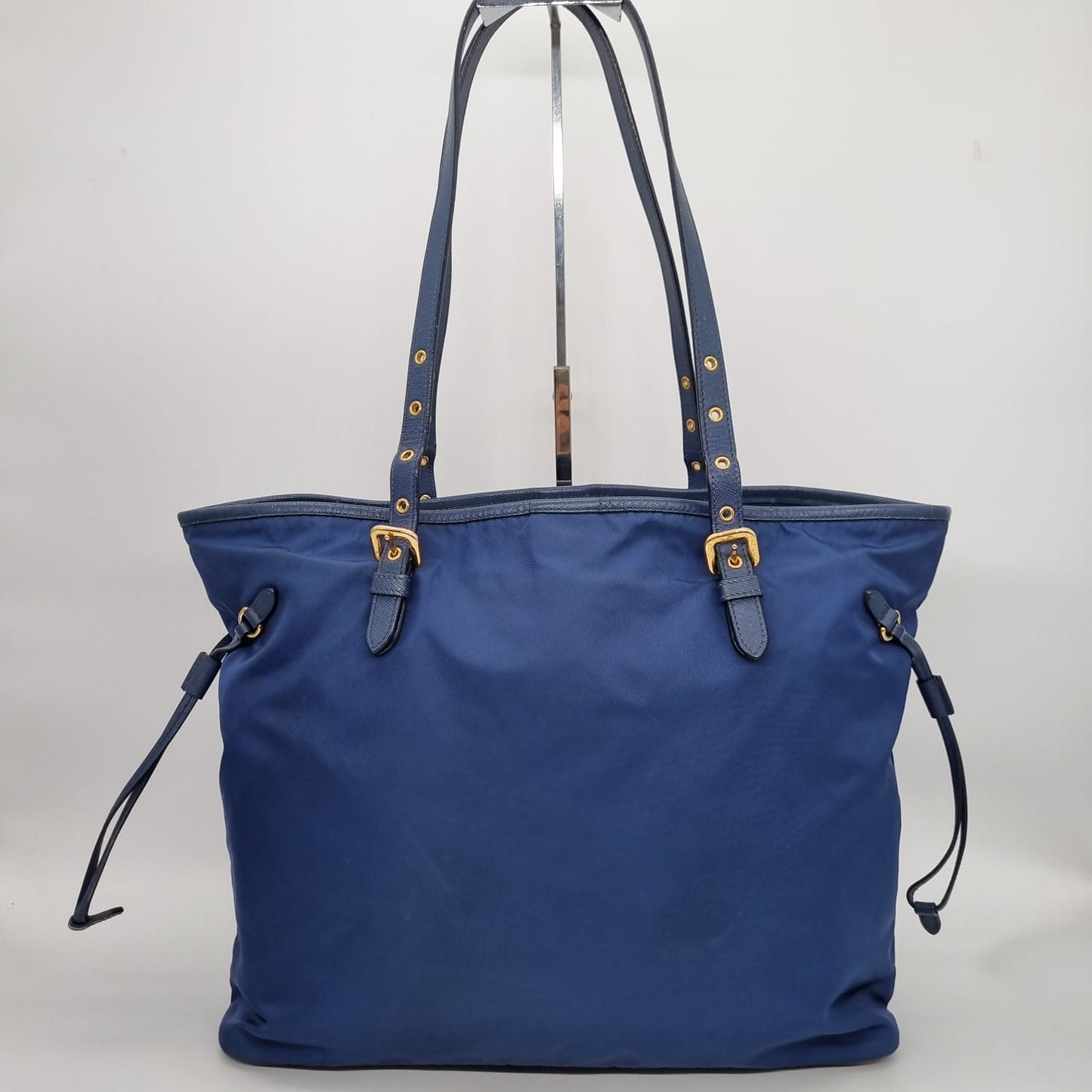 Prada Tote Nylon Navy Blue GHW Size 35x13x30