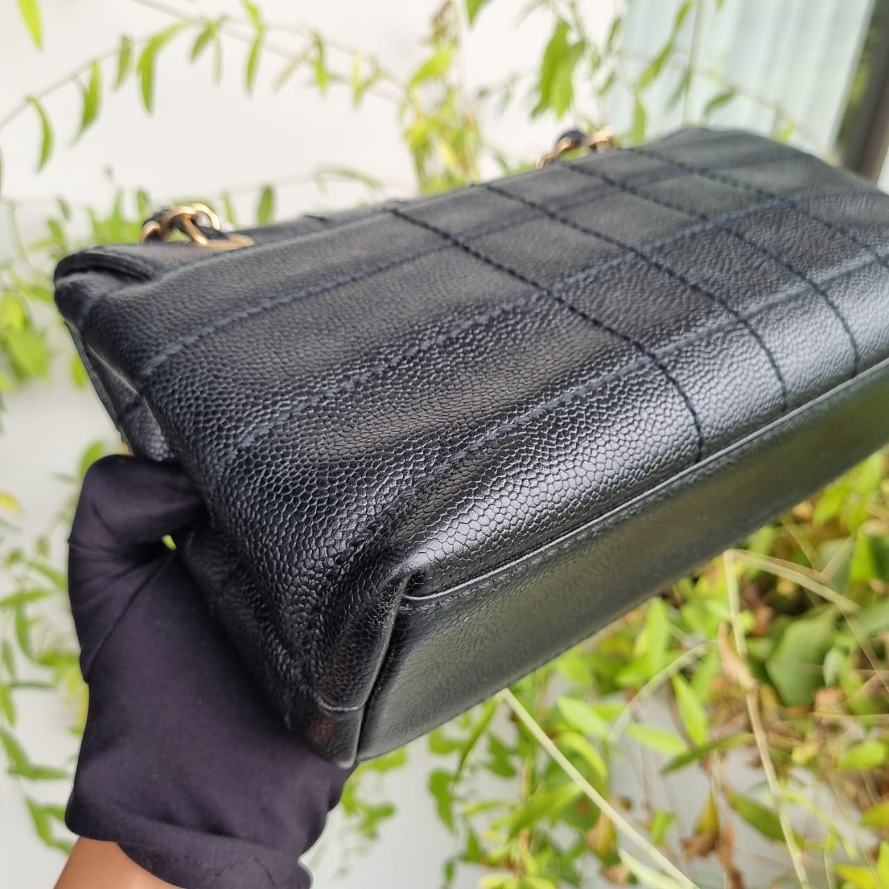 Chanel Vintage Flap Bag Black Caviar GHW (broken Holo) Size 29x9x16