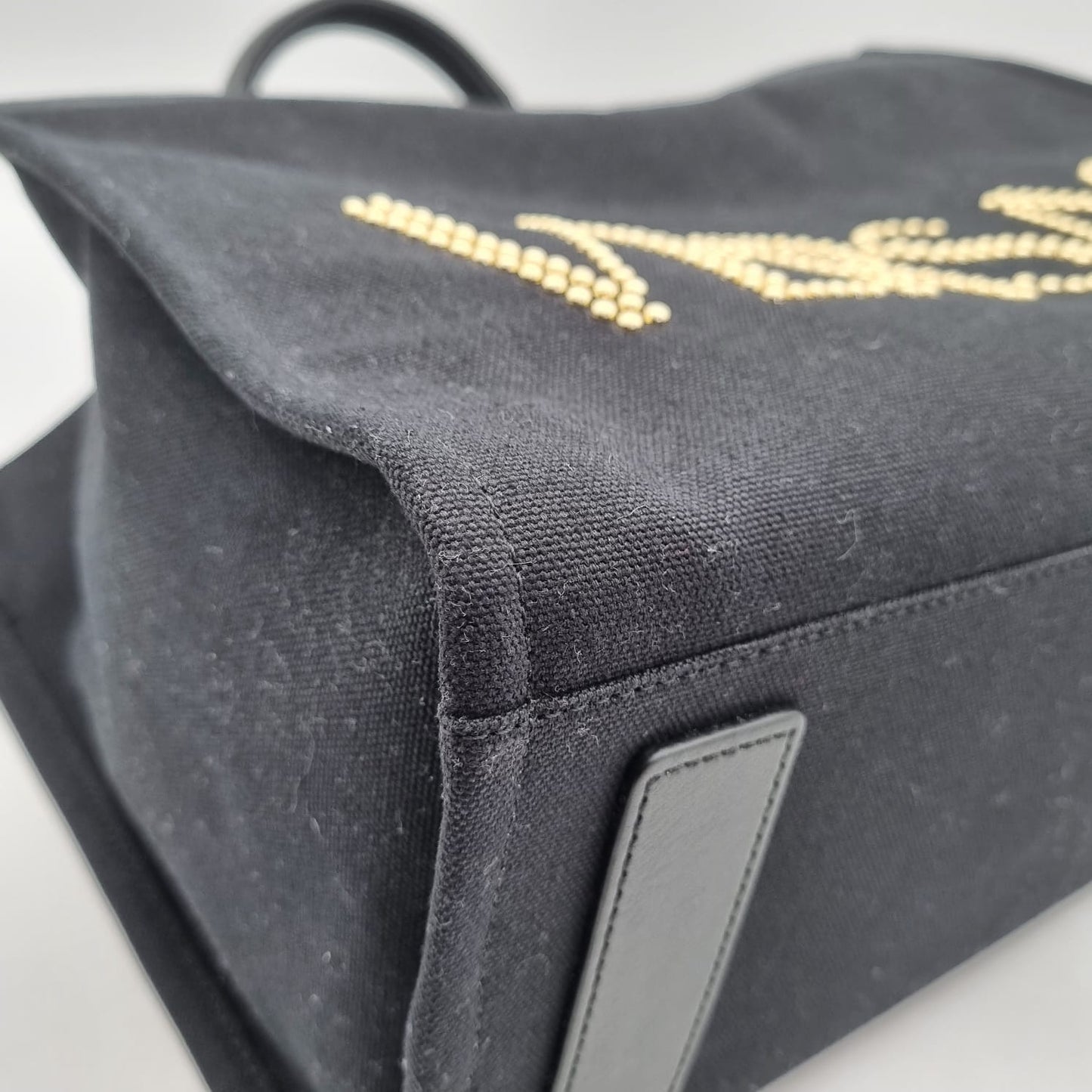 Versace Large Tote Bag With Logo Fabric Stud Black Size 39x16x28