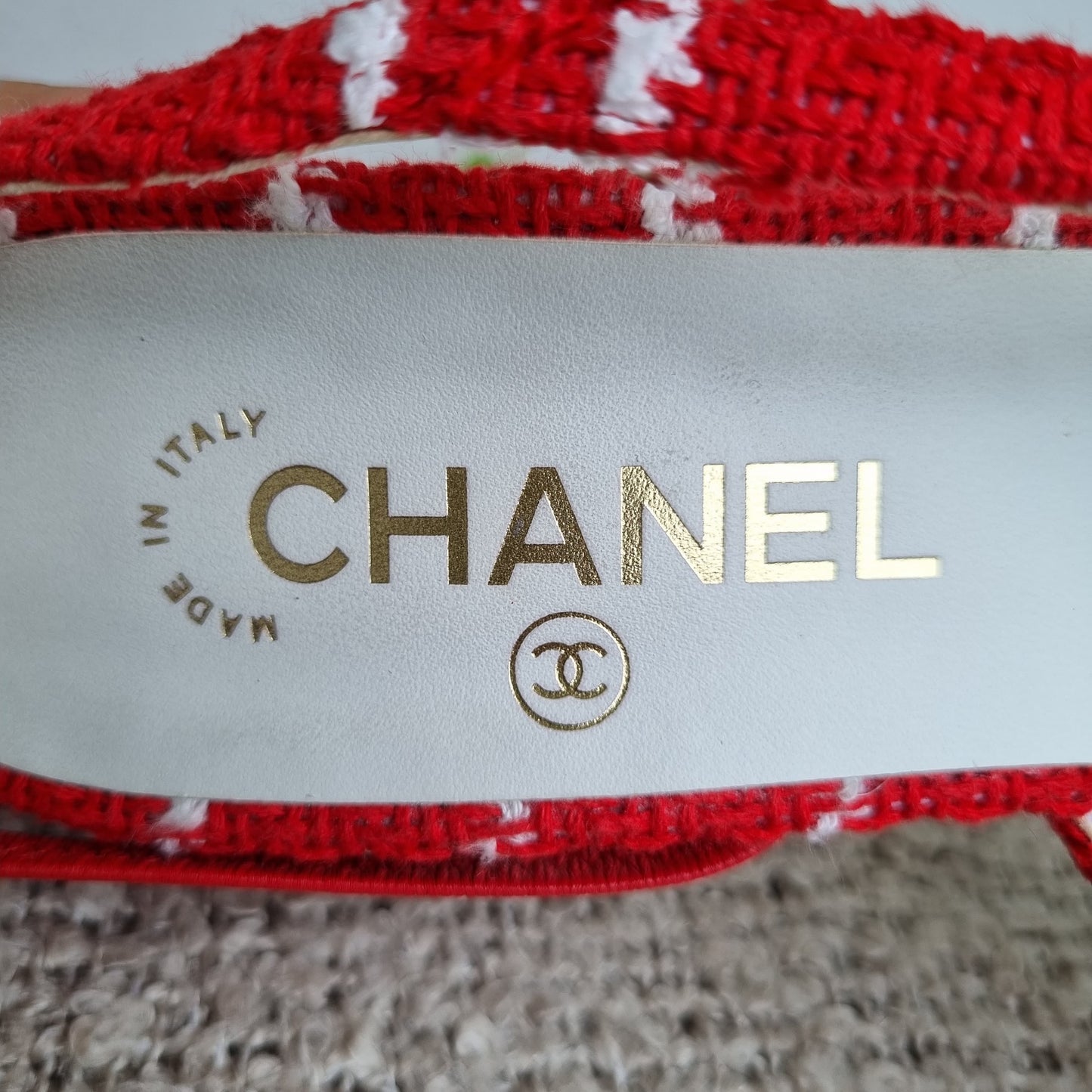Chanel Pump Slingbag Tweed Red Size 39,5/26,5