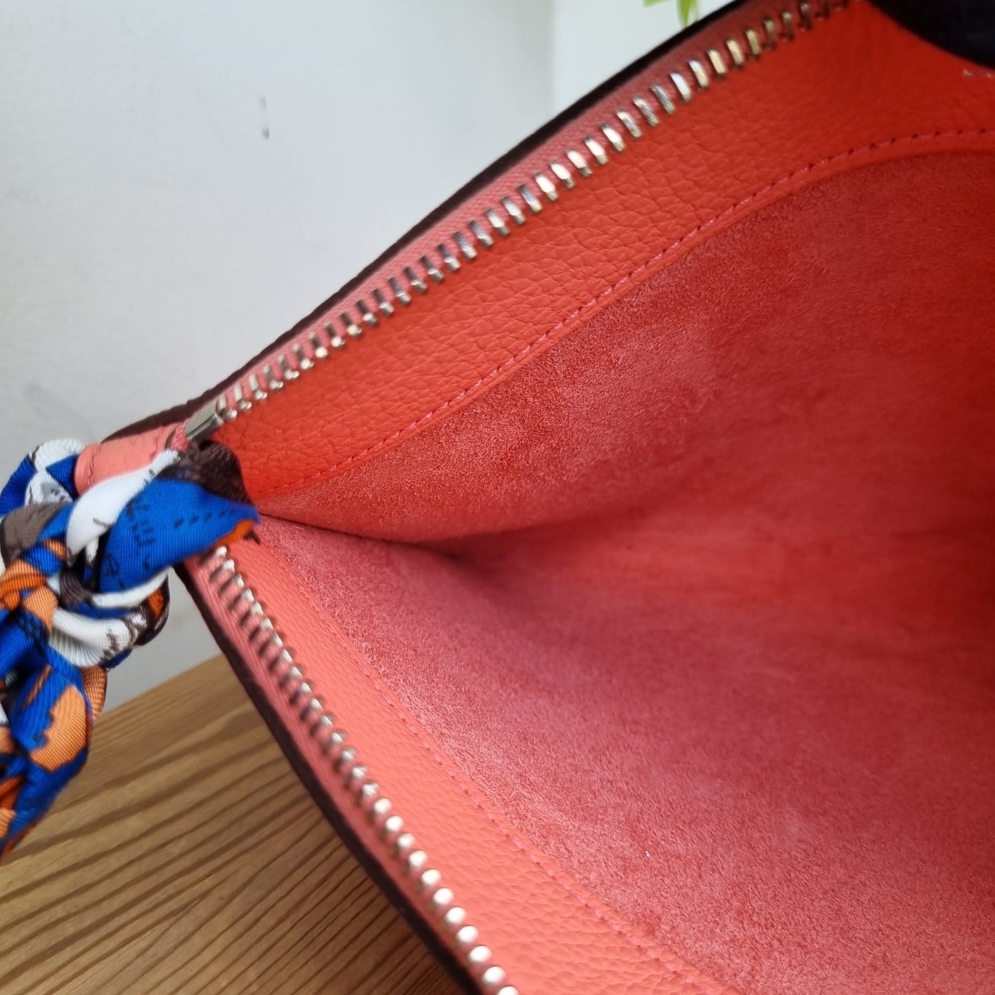 Hermes Bazaar Clutch Bag Logo Pink #T 2015 And Twilly Tie Silk Size