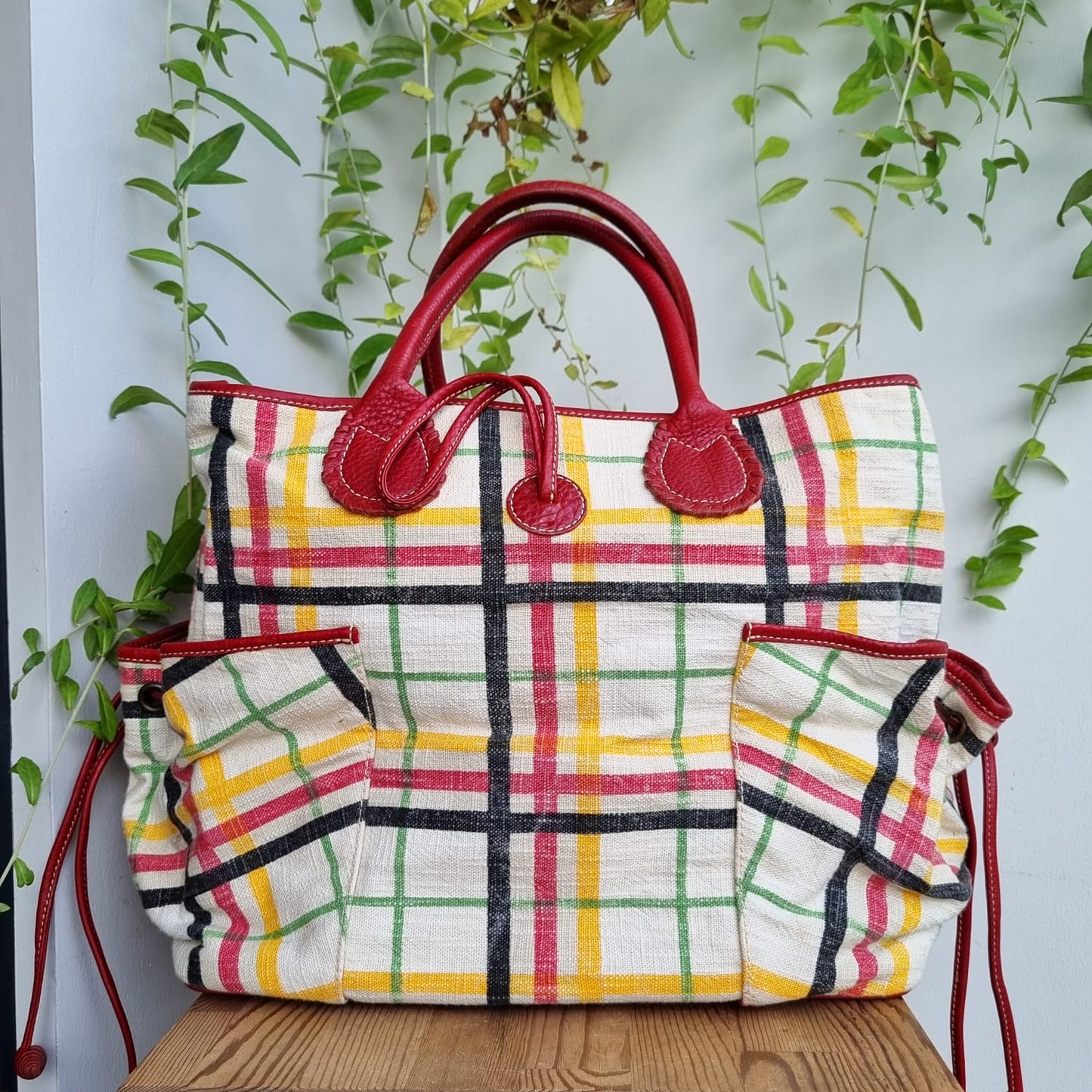 Burberry Canvas Nova Check Large Tote Multicolor Size 34x20x30