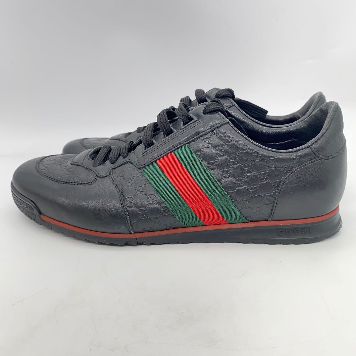 Gucci Lace Up Sneakers Web Black Size 7G/27