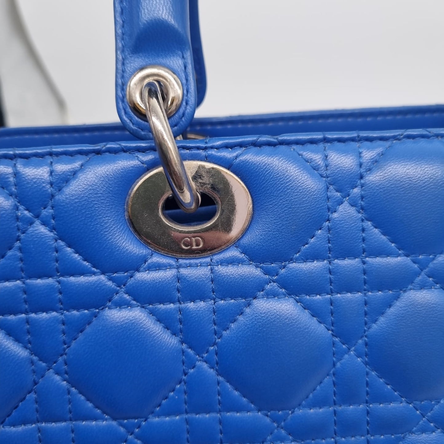 Dior Lady Dior Large Blue SHW 2013 Size 33x11x25