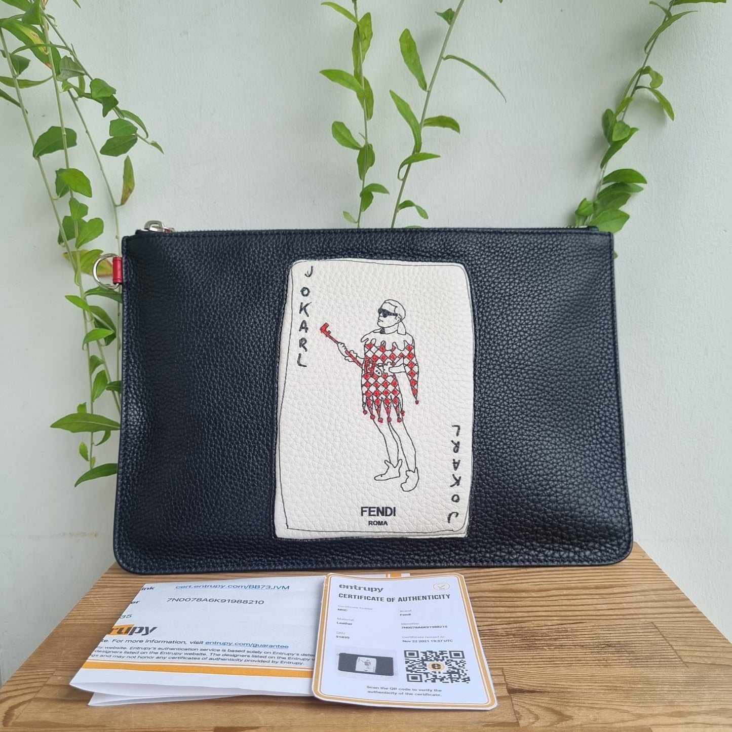 Fendi Jokarl Clutch Leaher Black 2019 Size 30x20