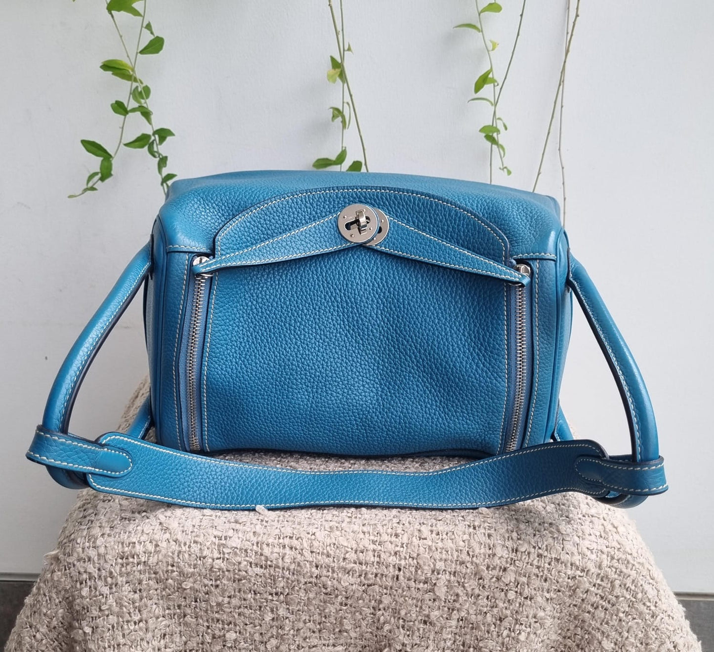 Hermes Lindy 30 Blue Jeans PHW #R Size 30x13x20