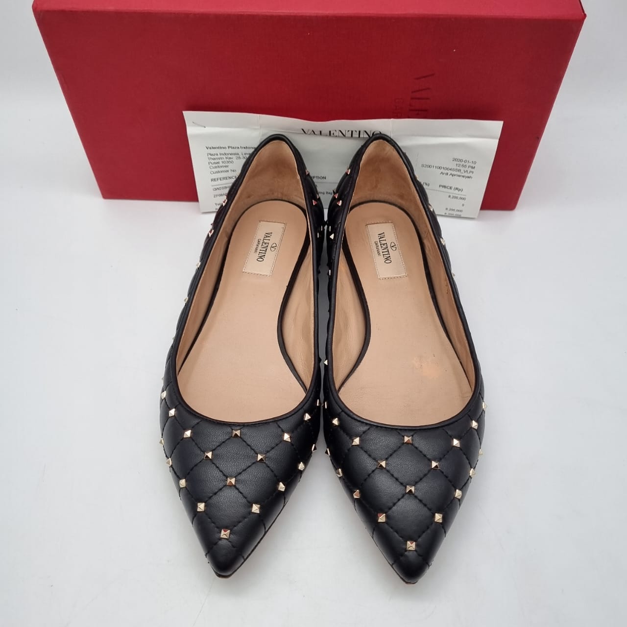 Valentino Ballerina Flats Black Stud Size 39,5/26