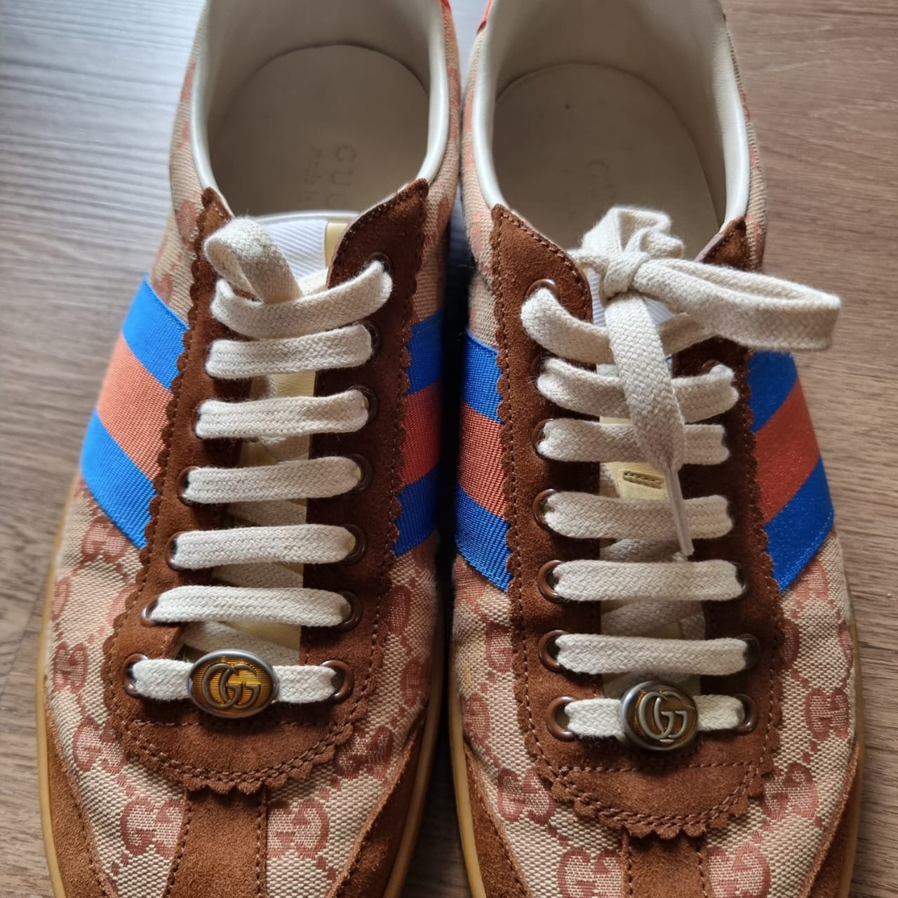 Gucci GG Web Sneakers Suede Brown Multi Size 9/28,5 cm