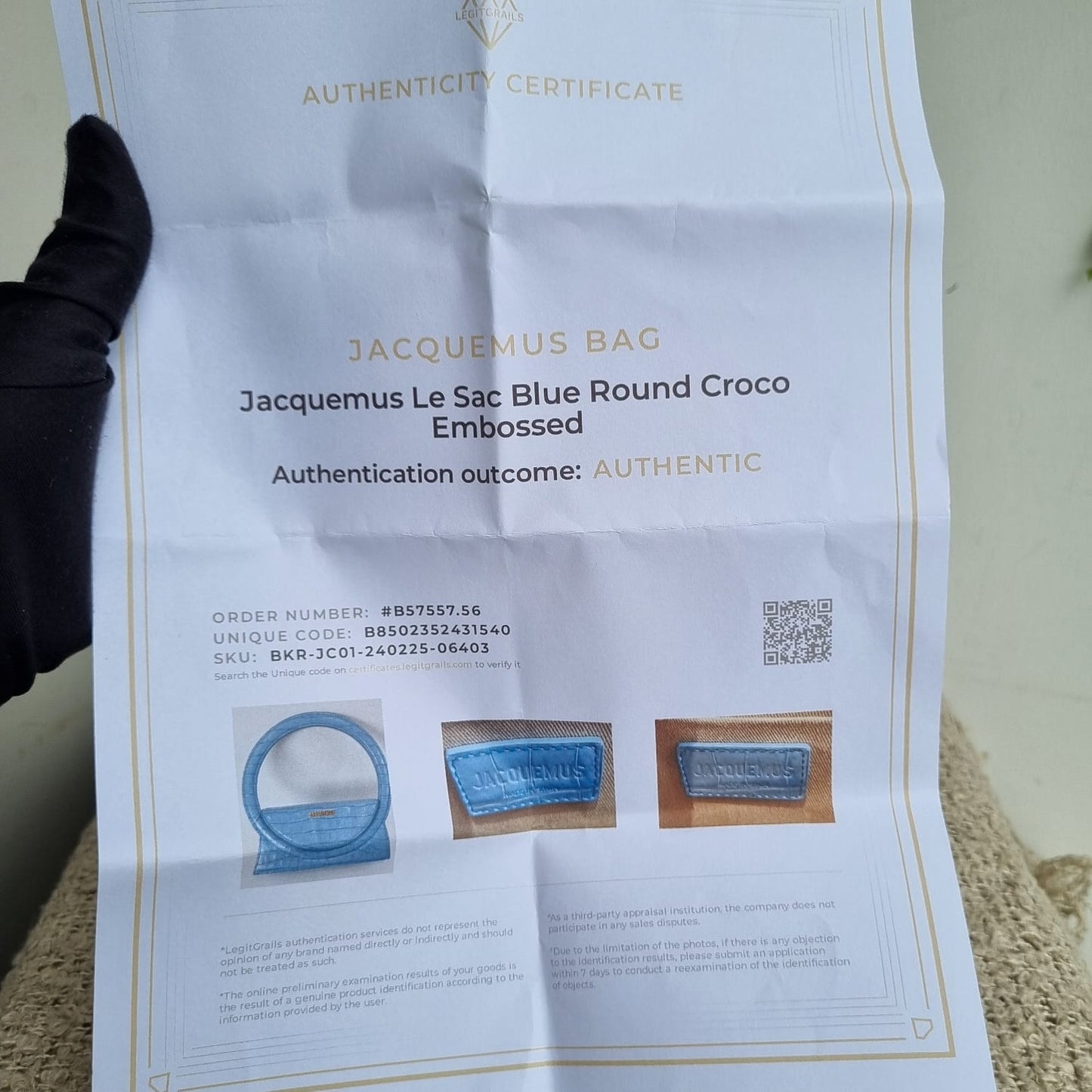 Jacquemus Le Sac Blue Rond Croco Embossed Size 24x7x13