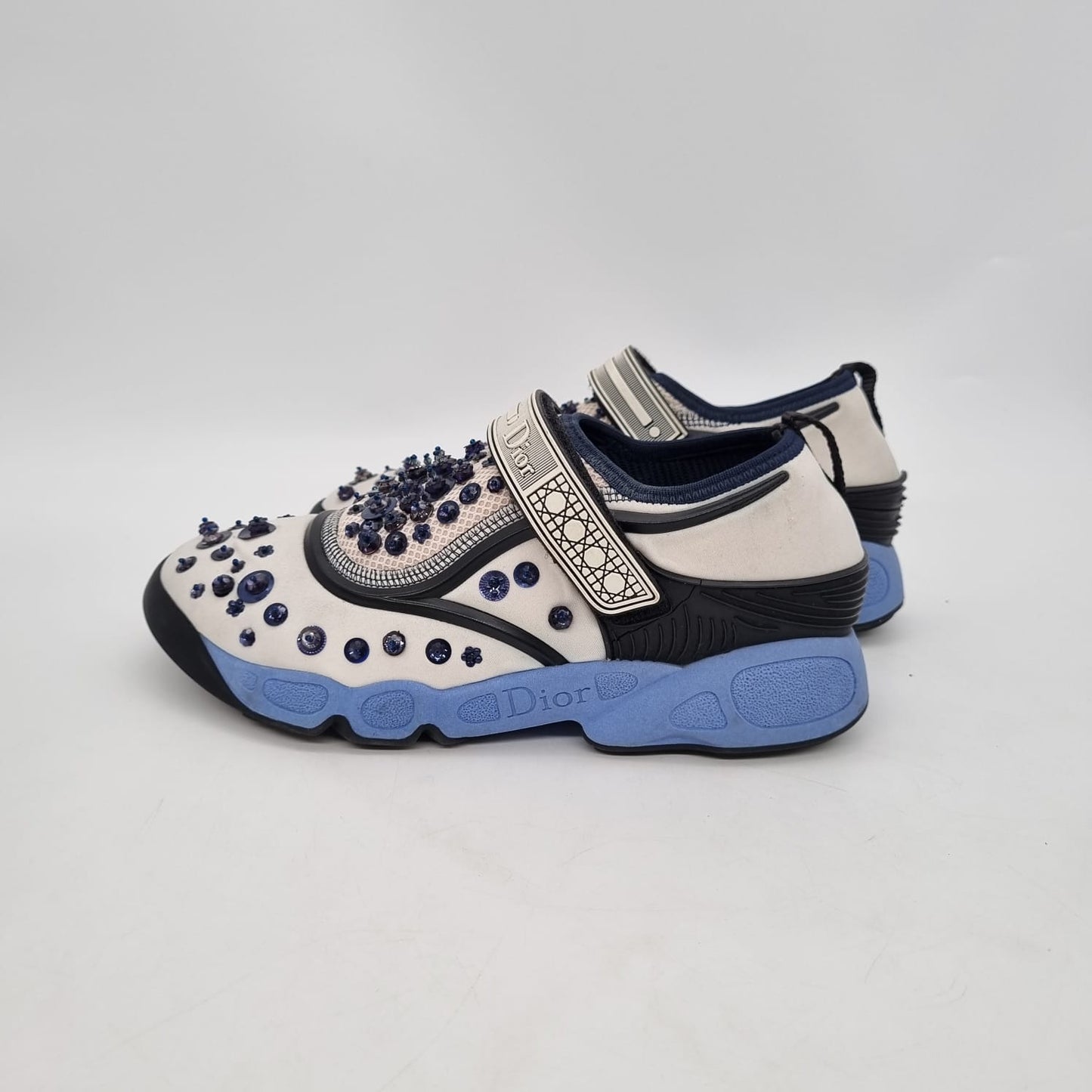 Dior Fusion Sneakers White Blue Sequin Size 37/24